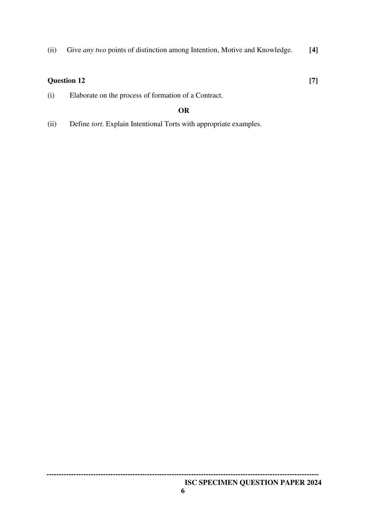 ISC Class 12 2024 Legal Studies Sample Paper - Page 6