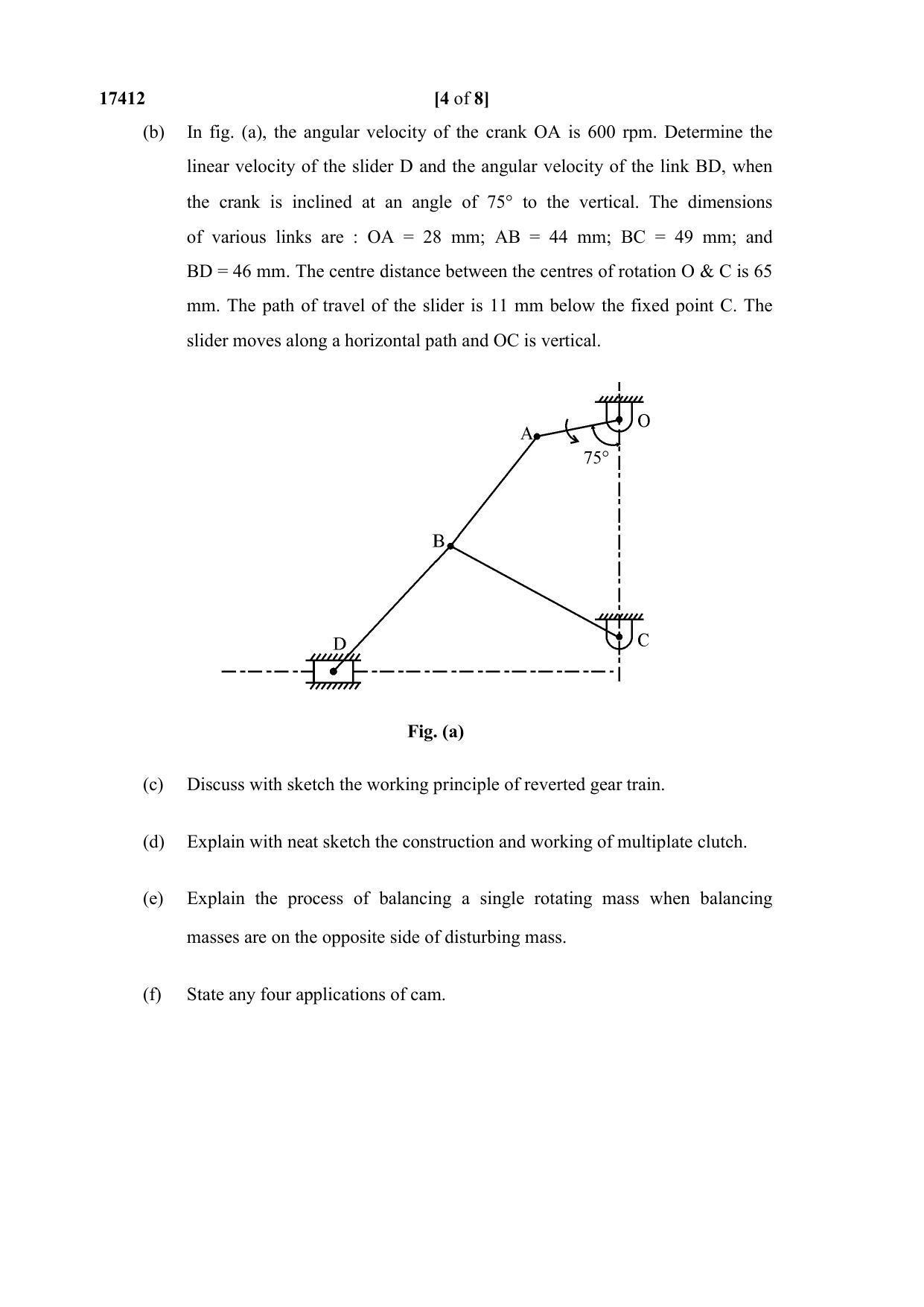 MSBTE Winter Question Paper 2019 - Theory of Machines - Page 4