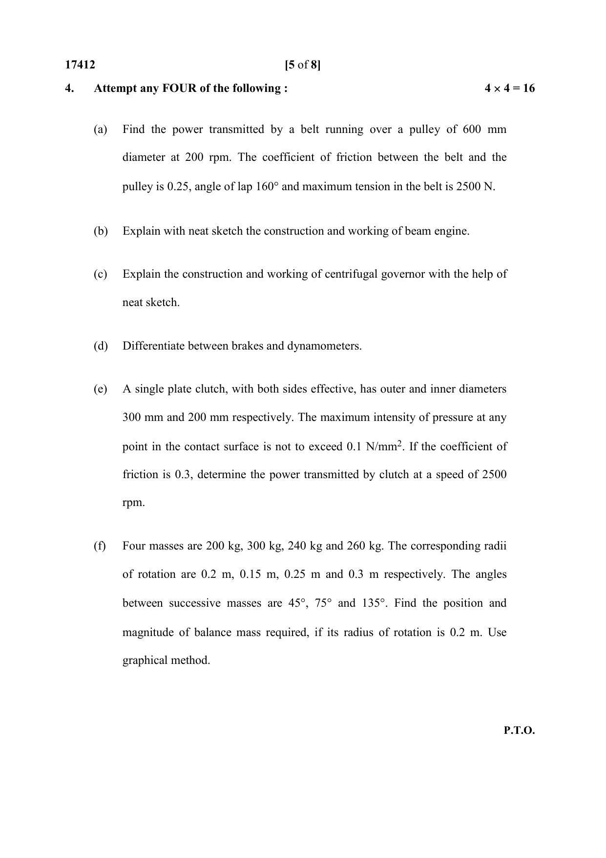 MSBTE Winter Question Paper 2019 - Theory of Machines - Page 5