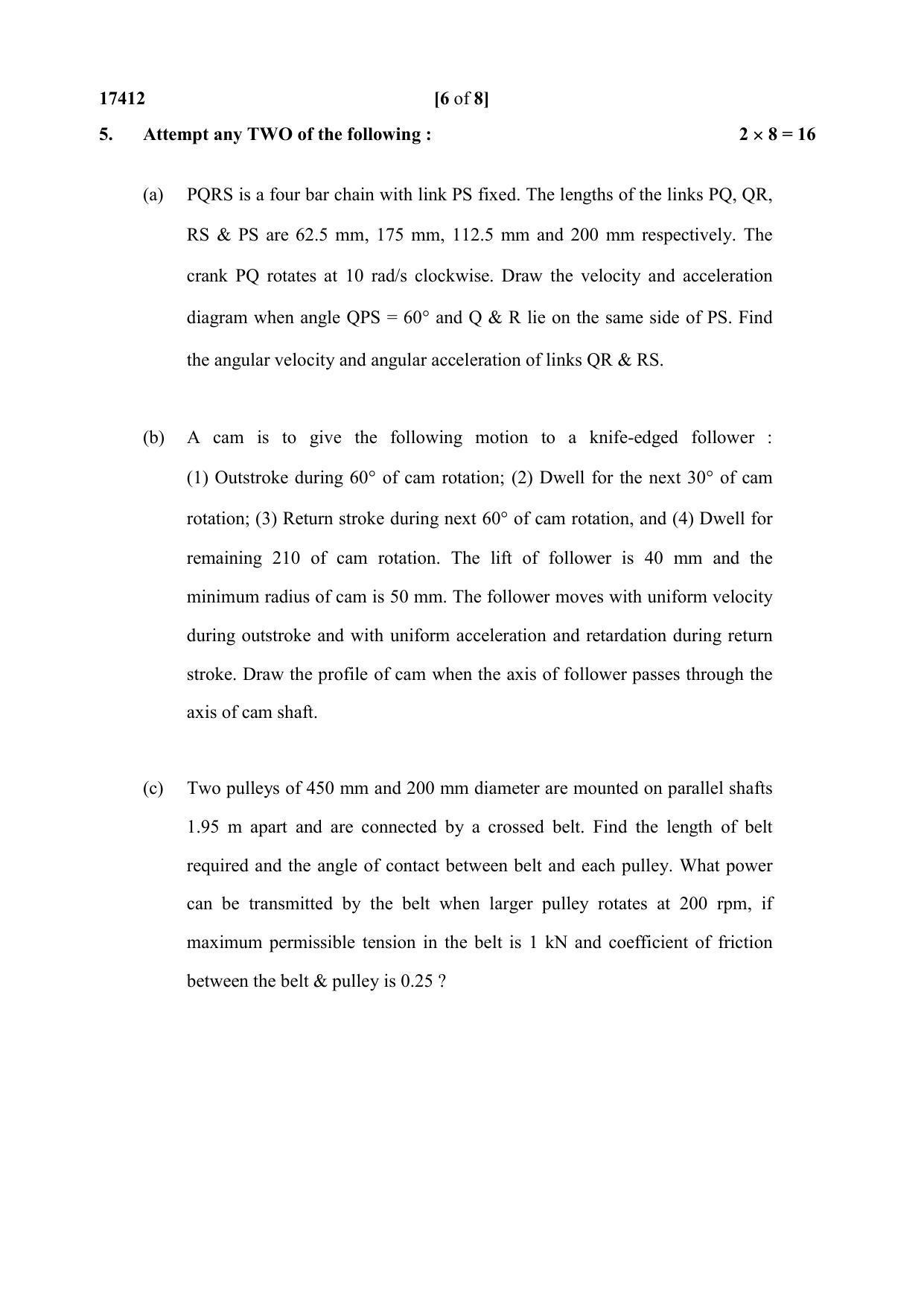 MSBTE Winter Question Paper 2019 - Theory of Machines - Page 6