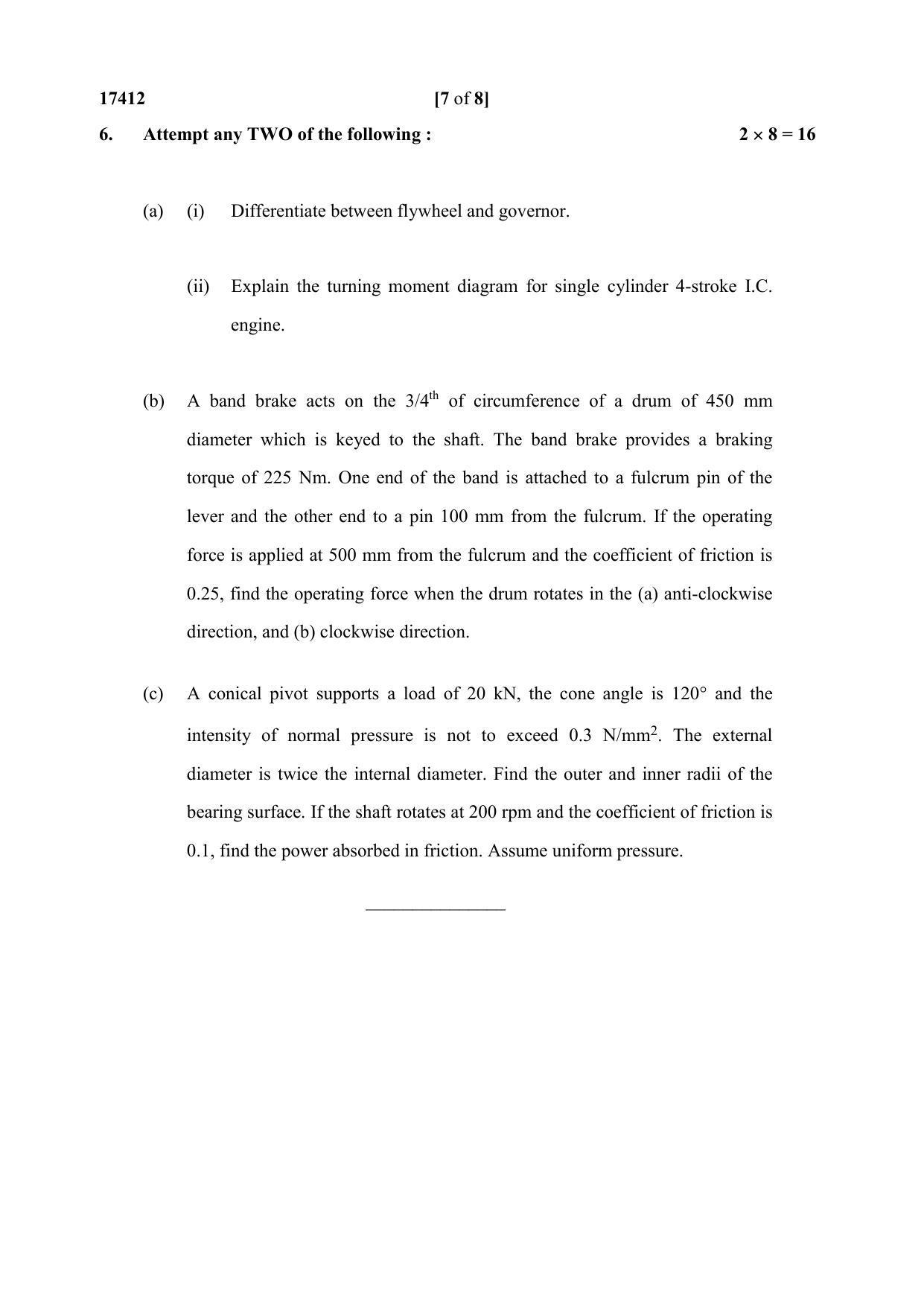 MSBTE Winter Question Paper 2019 - Theory of Machines - Page 7