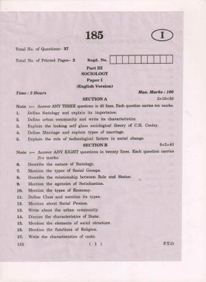 AP Inter 1st Year Sociology-I (EM) May-2018 (General) Question Paper