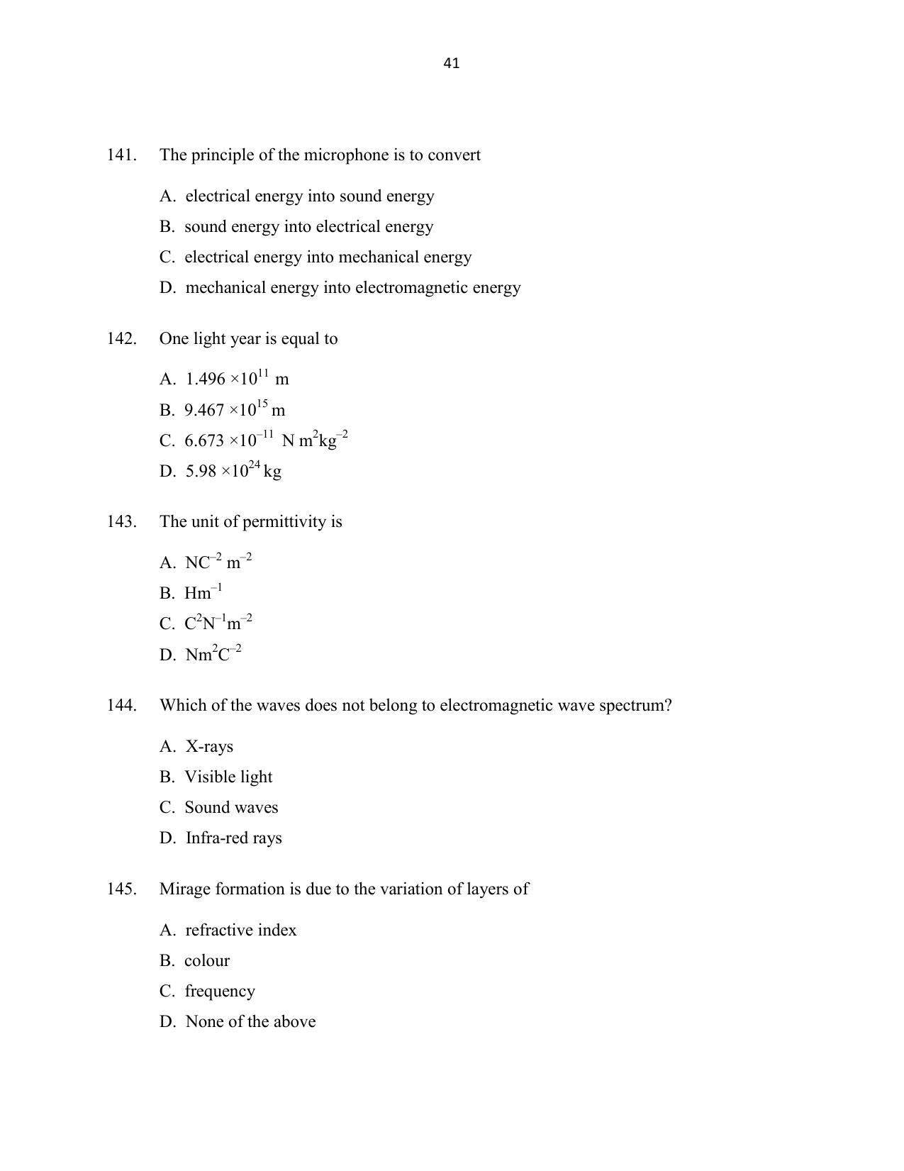 CUSAT CAT 2016 B.Tech Question Paper - Page 41