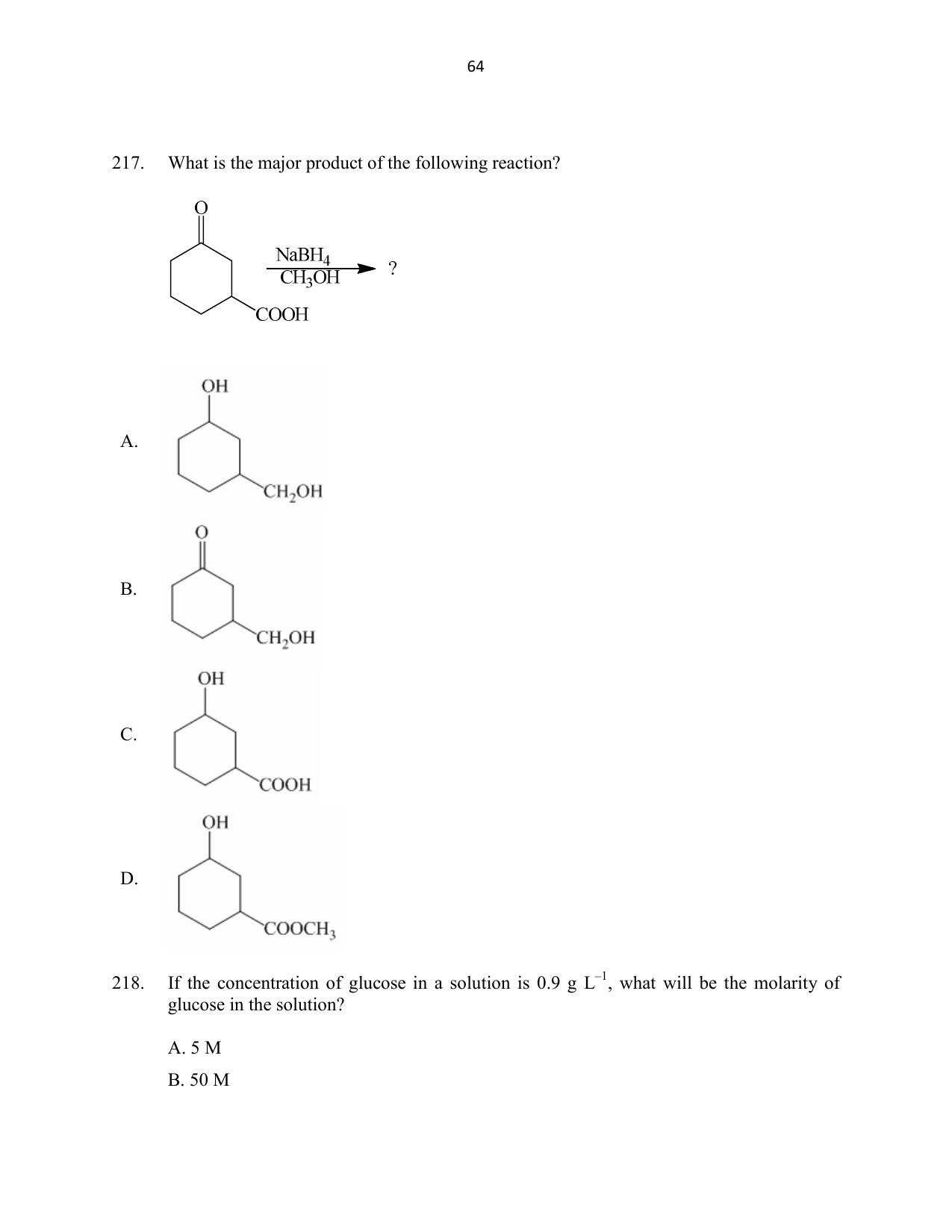 CUSAT CAT 2016 B.Tech Question Paper - Page 64