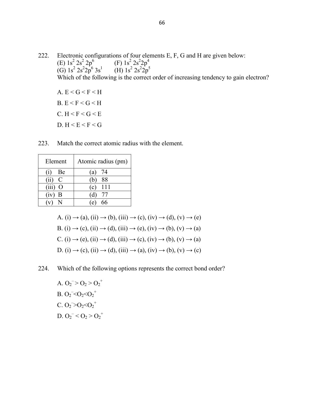 CUSAT CAT 2016 B.Tech Question Paper - Page 66