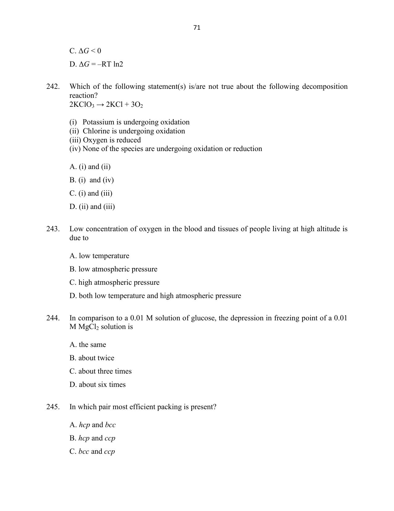 CUSAT CAT 2016 B.Tech Question Paper - Page 71