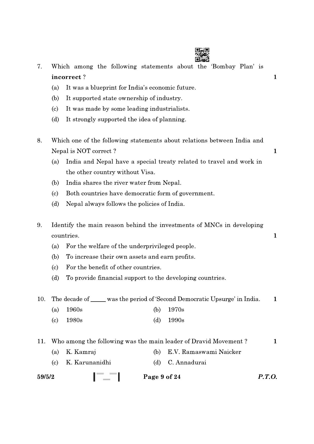 CBSE Class 12 59-5-2 Political Science 2023 Question Paper - Page 9
