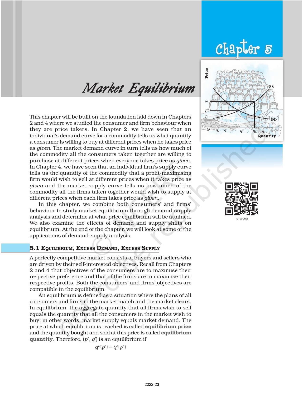 NCERT Book for Class 12 Economics (Microeconomics) Chapter 5 Market Equilibrium - Page 1