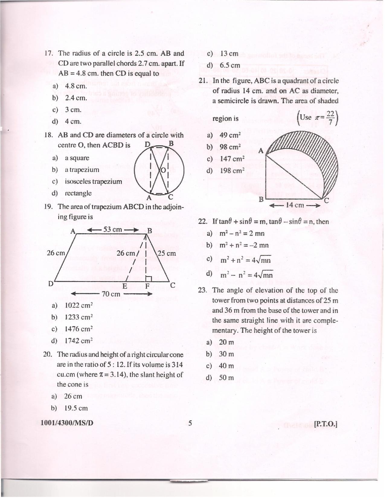 APJEE Mathematics & Science 2010 Question Paper - Page 4