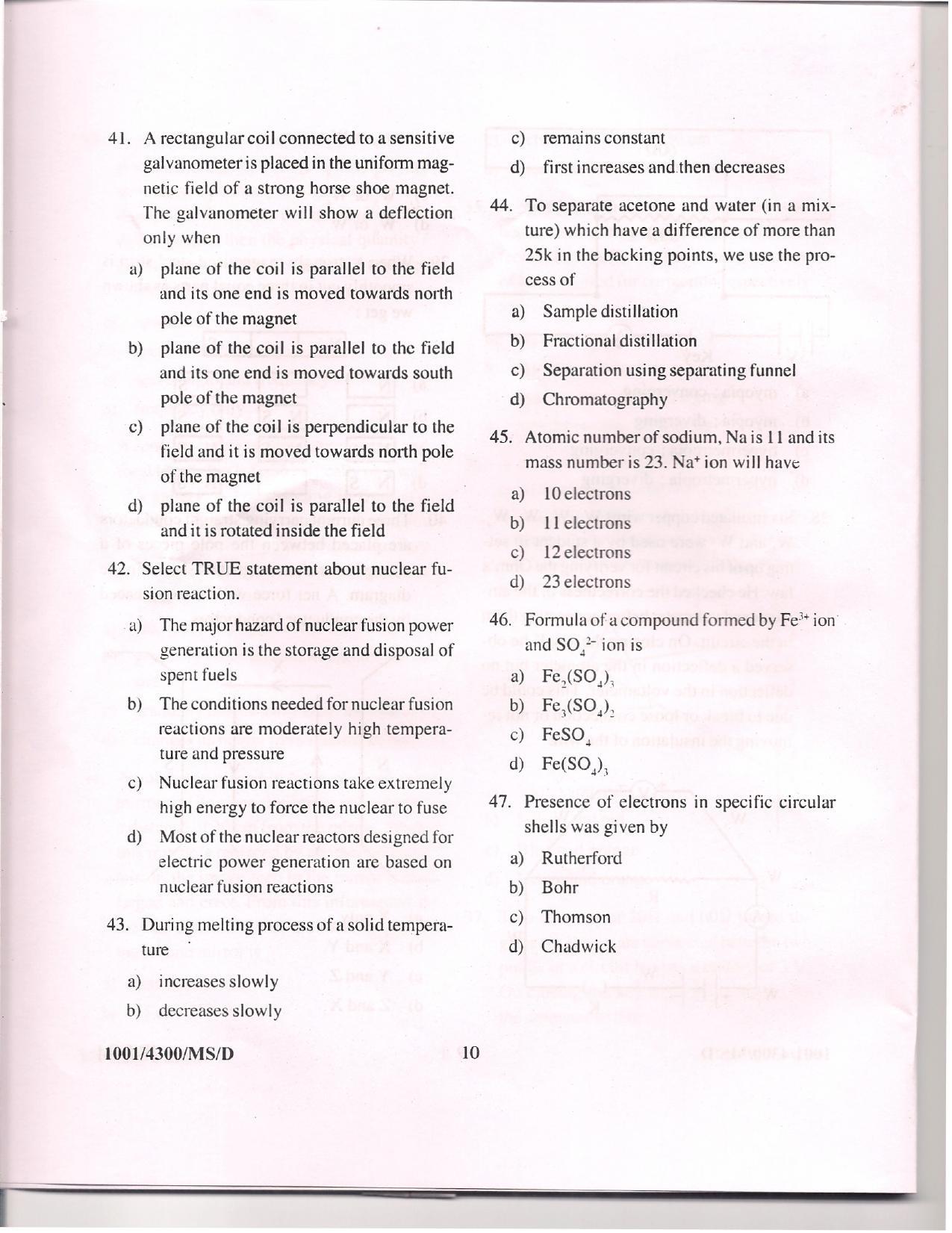 APJEE Mathematics & Science 2010 Question Paper - Page 9