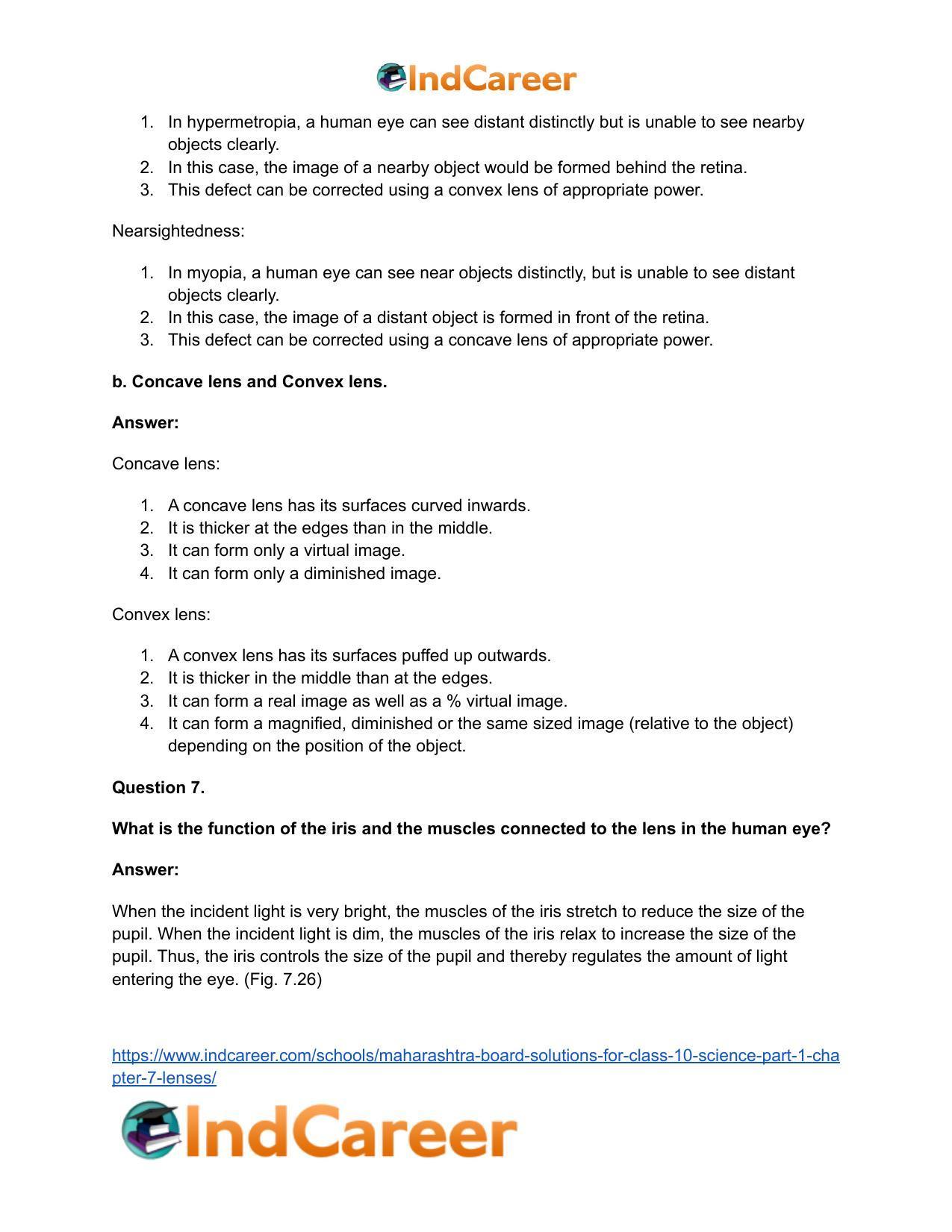 Maharashtra Board Solutions for Class 10- Science (Part 1): Chapter 7- Lenses - Page 11