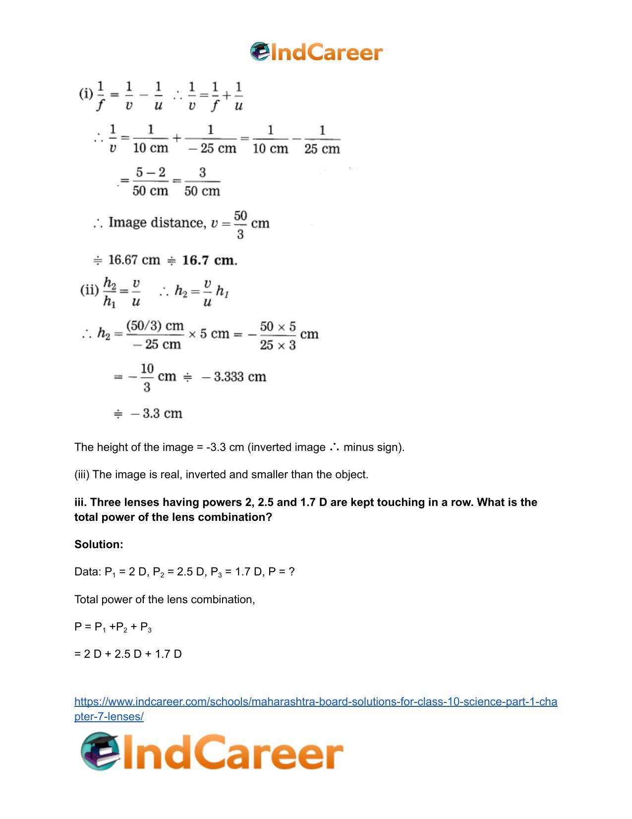 Maharashtra Board Solutions for Class 10- Science (Part 1): Chapter 7- Lenses - Page 14
