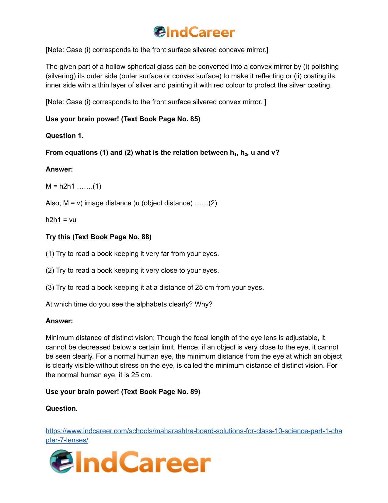 Maharashtra Board Solutions for Class 10- Science (Part 1): Chapter 7- Lenses - Page 17