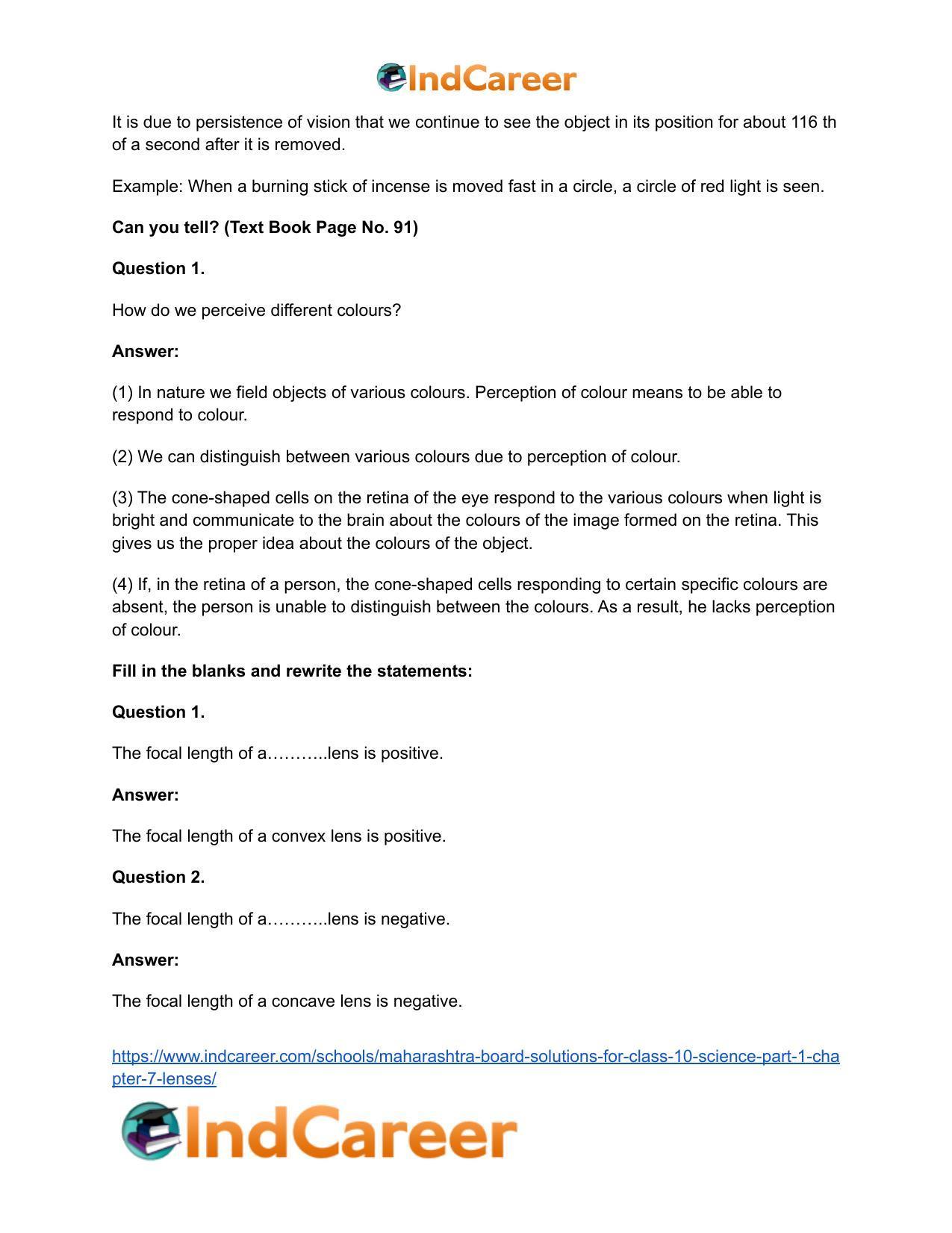 Maharashtra Board Solutions for Class 10- Science (Part 1): Chapter 7- Lenses - Page 19