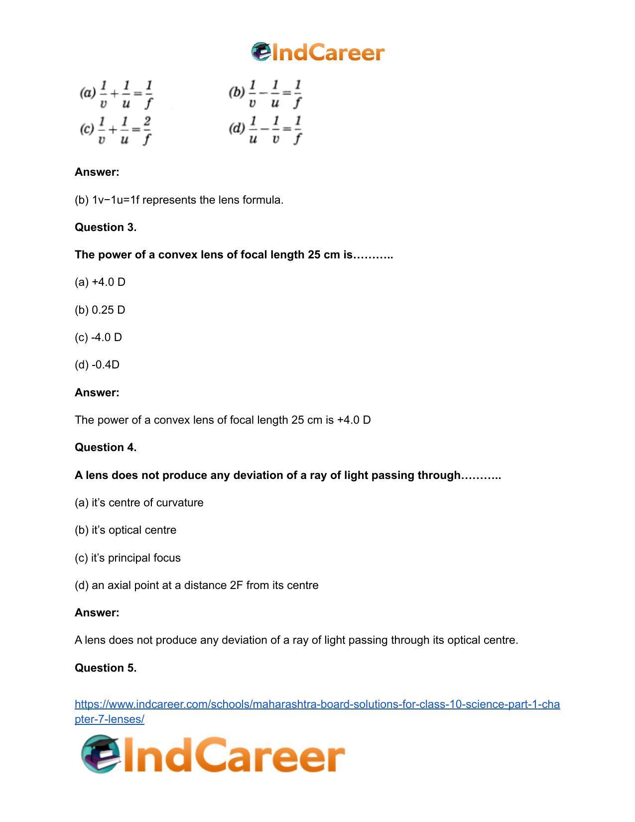 Maharashtra Board Solutions for Class 10- Science (Part 1): Chapter 7- Lenses - Page 22