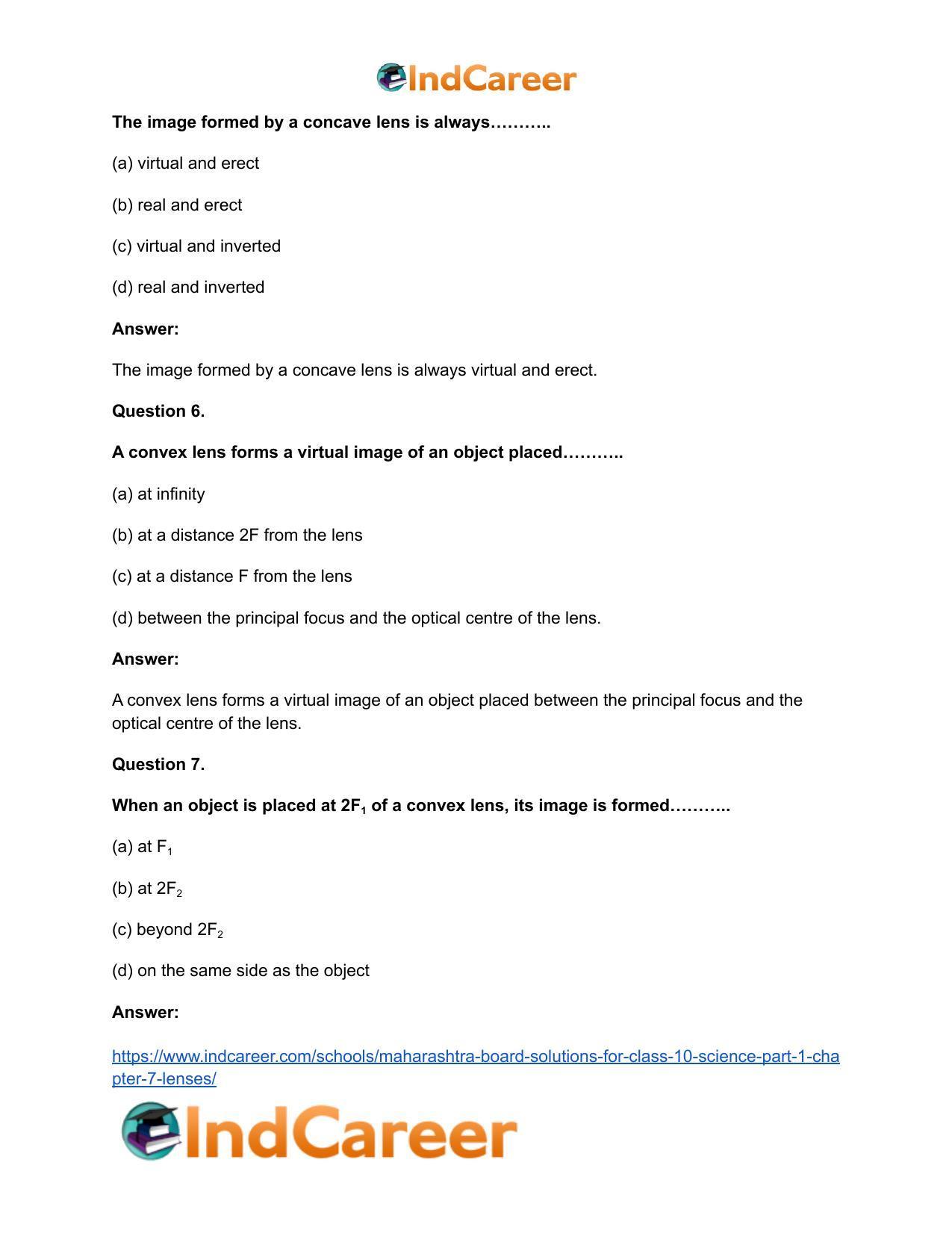 Maharashtra Board Solutions for Class 10- Science (Part 1): Chapter 7- Lenses - Page 23