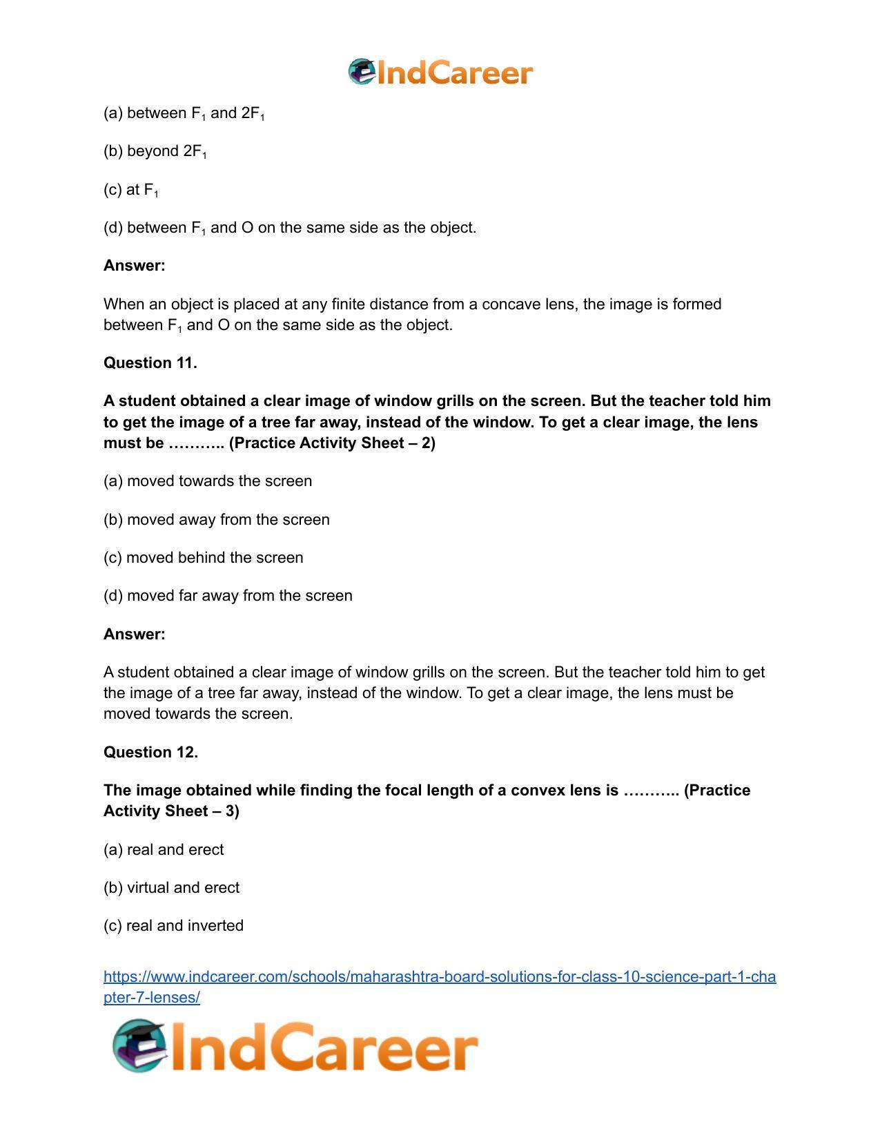 Maharashtra Board Solutions for Class 10- Science (Part 1): Chapter 7- Lenses - Page 25