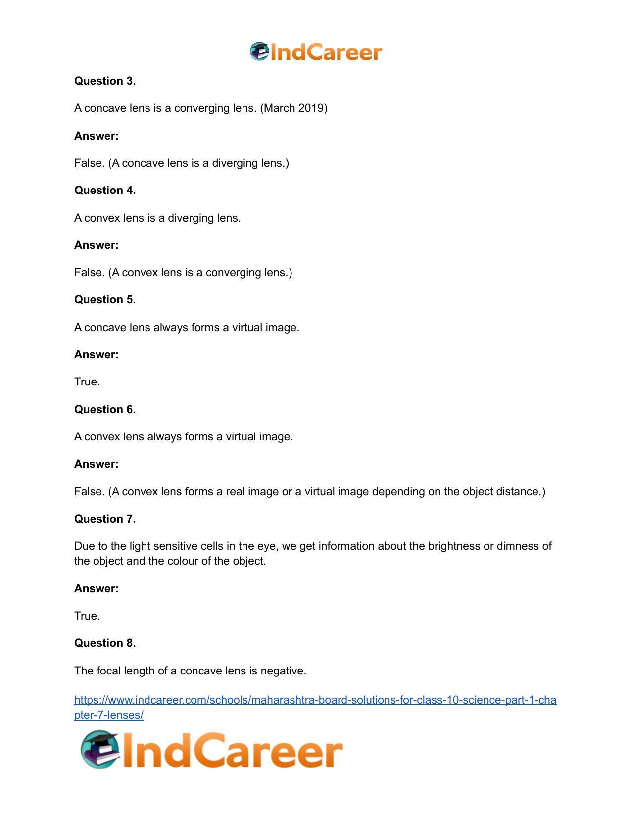 Maharashtra Board Solutions for Class 10- Science (Part 1): Chapter 7- Lenses - Page 27