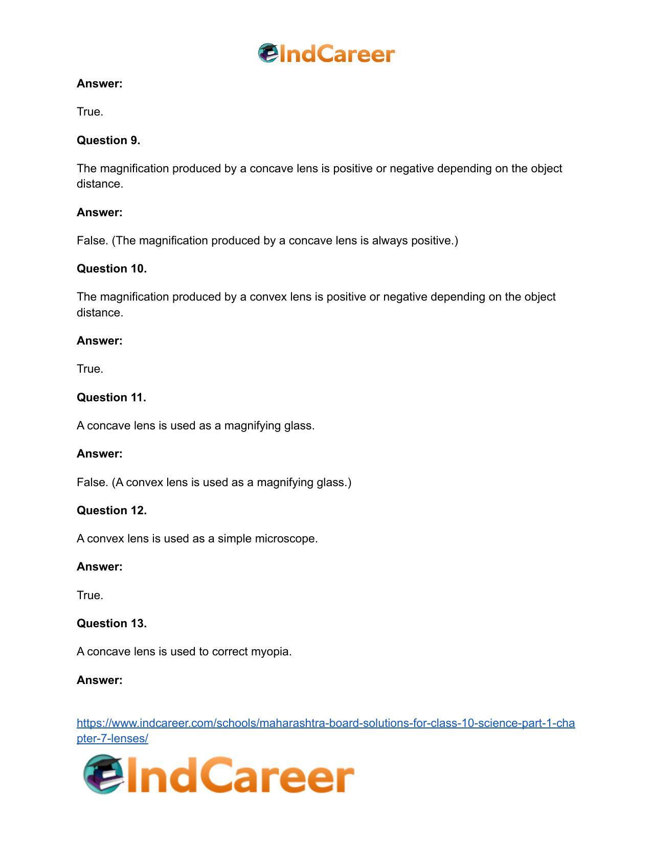 Maharashtra Board Solutions for Class 10- Science (Part 1): Chapter 7- Lenses - Page 28