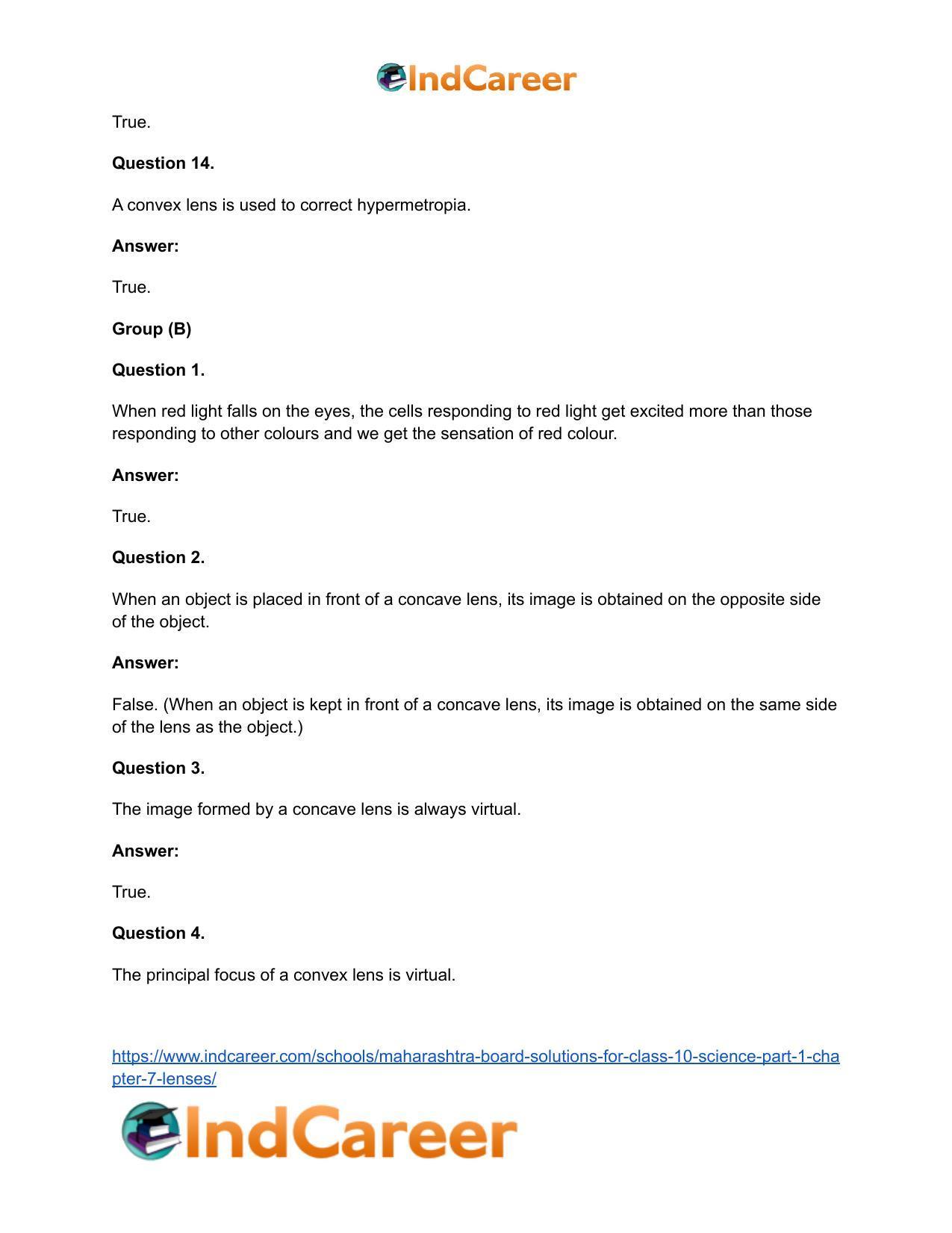 Maharashtra Board Solutions for Class 10- Science (Part 1): Chapter 7- Lenses - Page 29