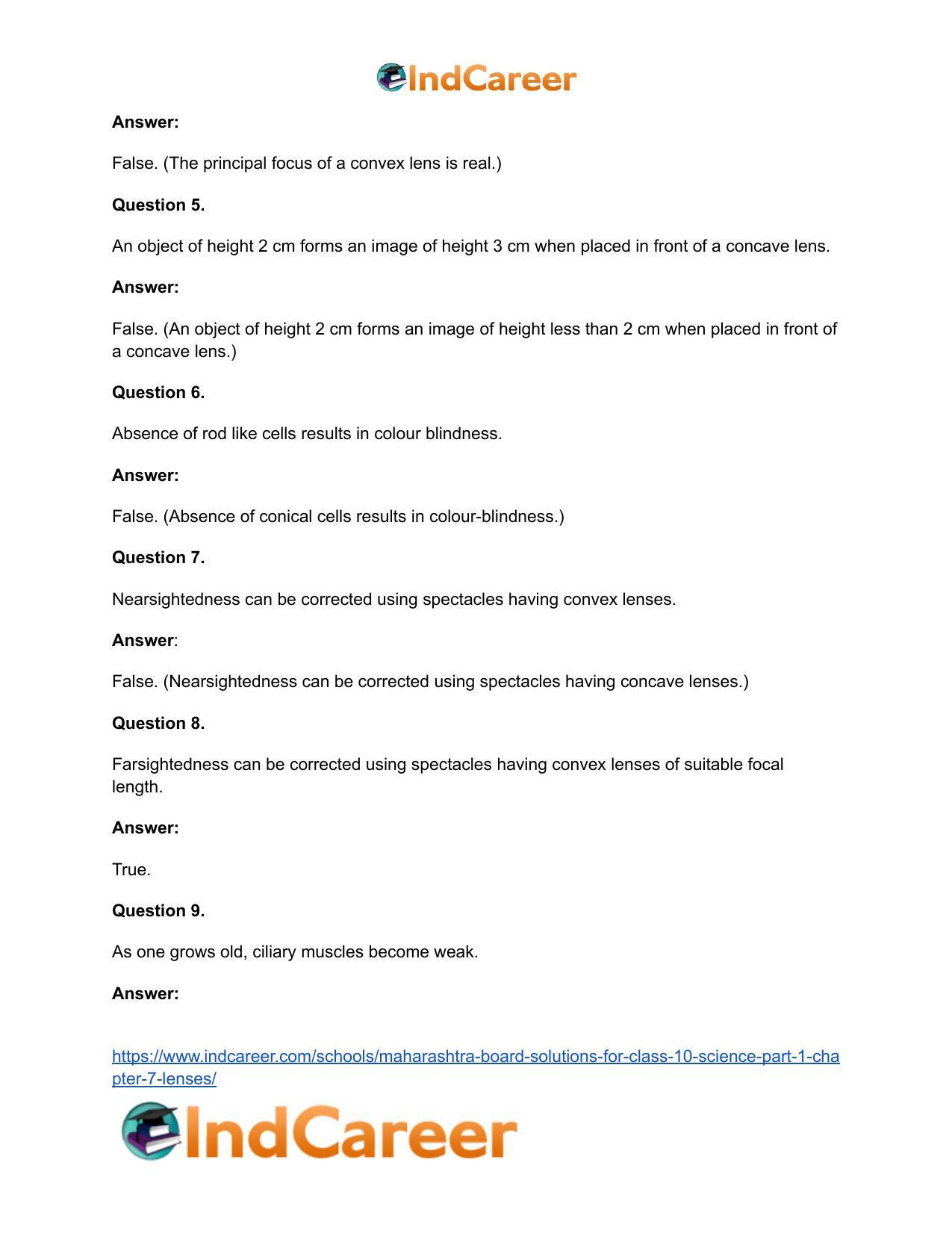 Maharashtra Board Solutions for Class 10- Science (Part 1): Chapter 7- Lenses - Page 30