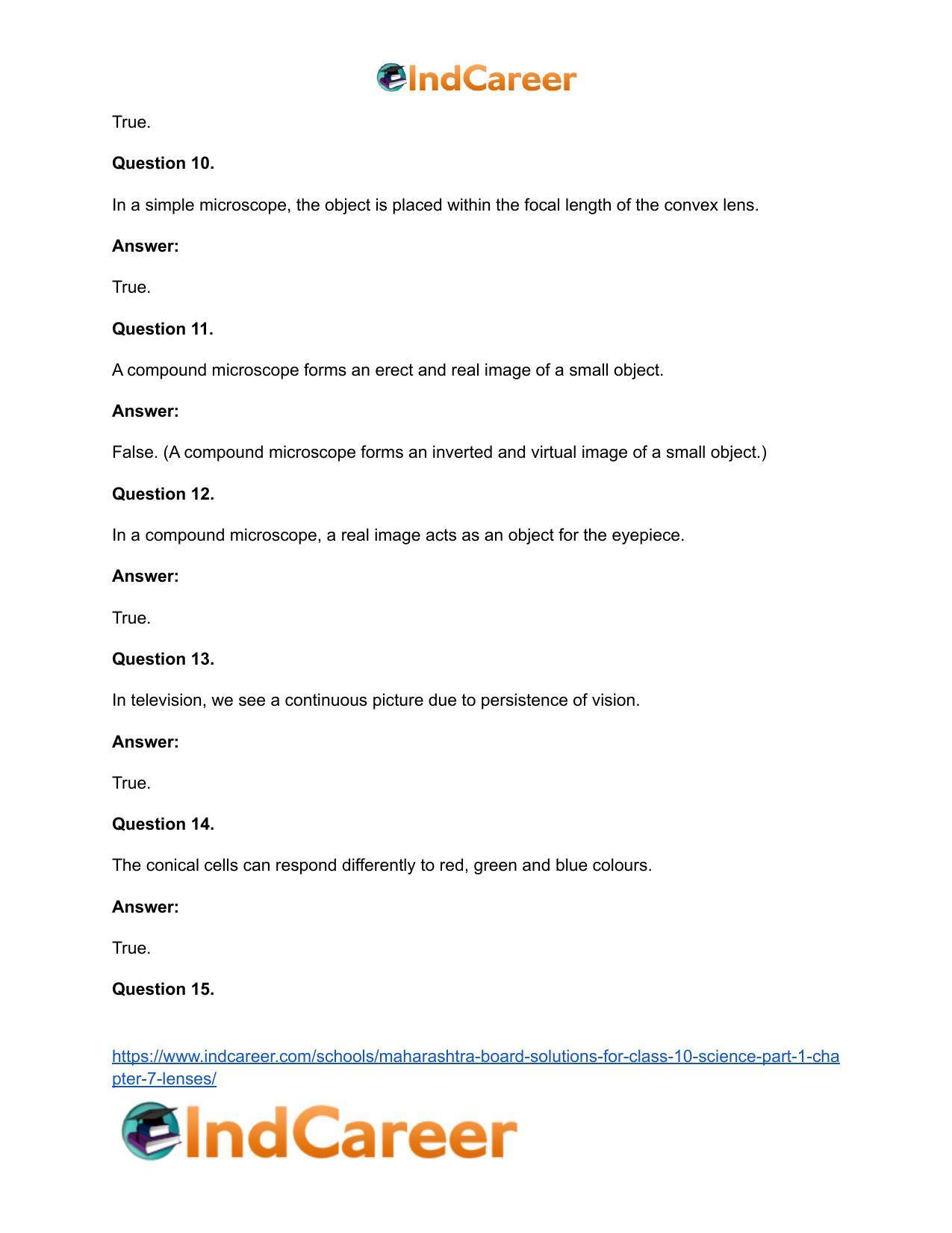 Maharashtra Board Solutions for Class 10- Science (Part 1): Chapter 7- Lenses - Page 31