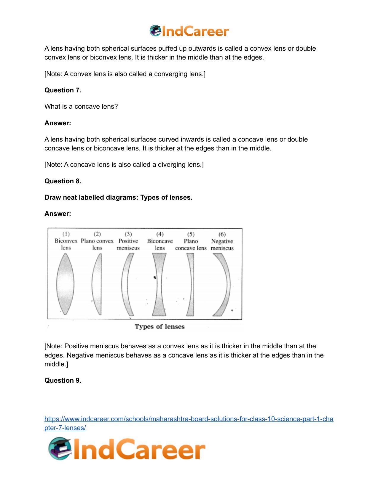 Maharashtra Board Solutions for Class 10- Science (Part 1): Chapter 7- Lenses - Page 45