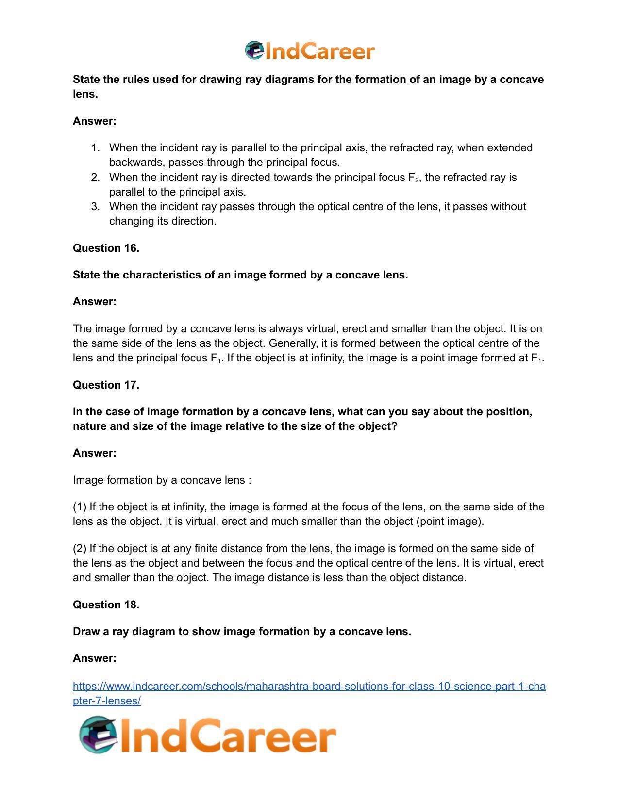 Maharashtra Board Solutions for Class 10- Science (Part 1): Chapter 7- Lenses - Page 56