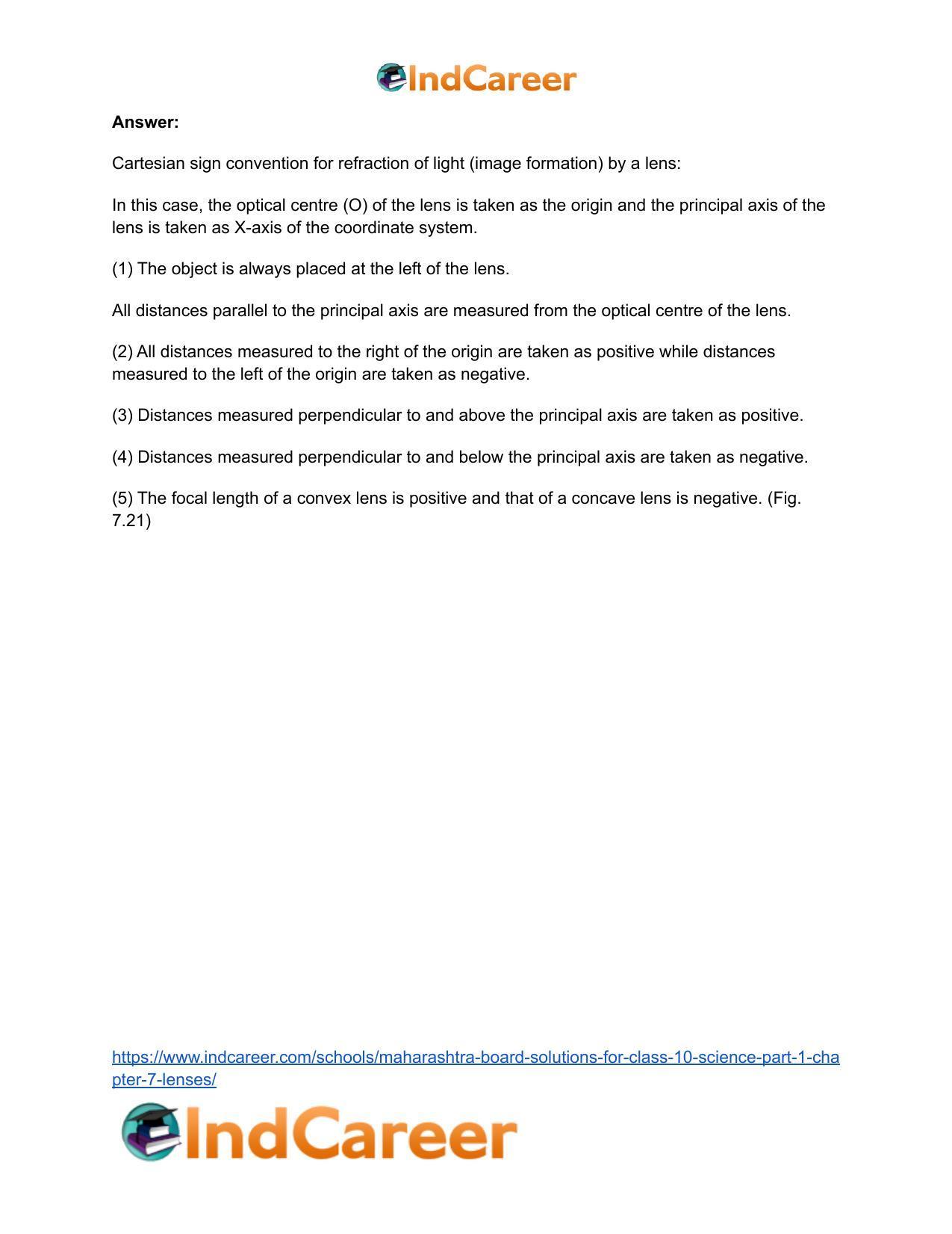 Maharashtra Board Solutions for Class 10- Science (Part 1): Chapter 7- Lenses - Page 58