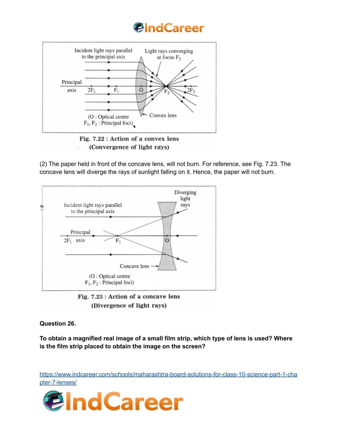 Maharashtra Board Solutions for Class 10- Science (Part 1): Chapter 7- Lenses - Page 63
