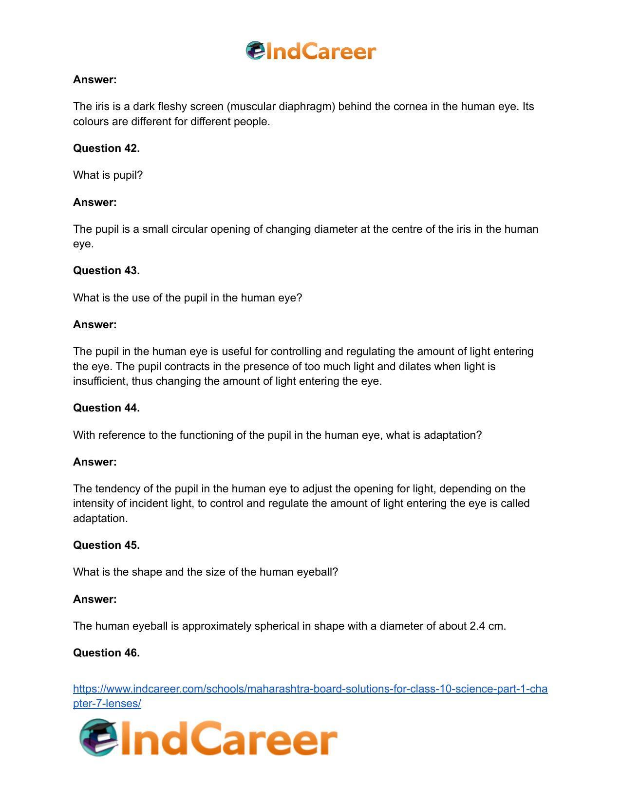 Maharashtra Board Solutions for Class 10- Science (Part 1): Chapter 7- Lenses - Page 69