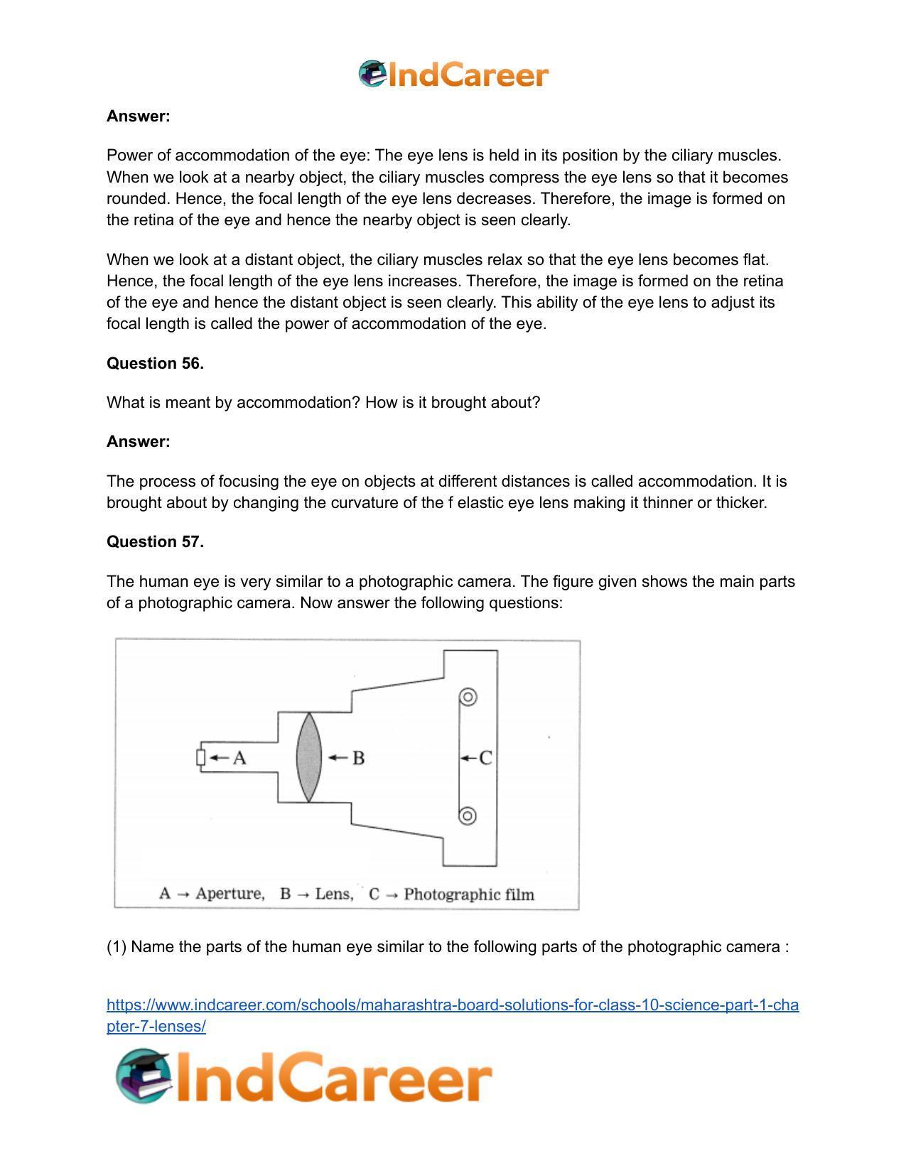 Maharashtra Board Solutions for Class 10- Science (Part 1): Chapter 7- Lenses - Page 72