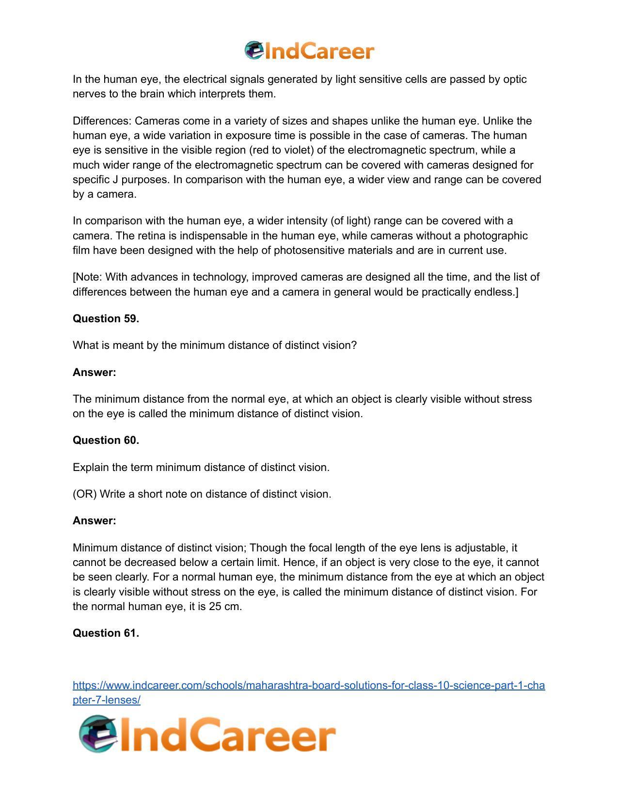 Maharashtra Board Solutions for Class 10- Science (Part 1): Chapter 7- Lenses - Page 74