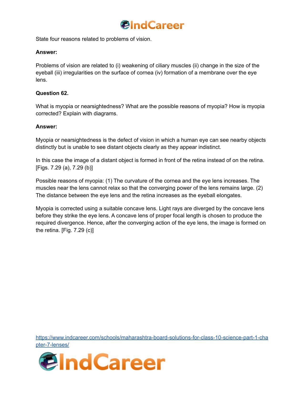Maharashtra Board Solutions for Class 10- Science (Part 1): Chapter 7- Lenses - Page 75