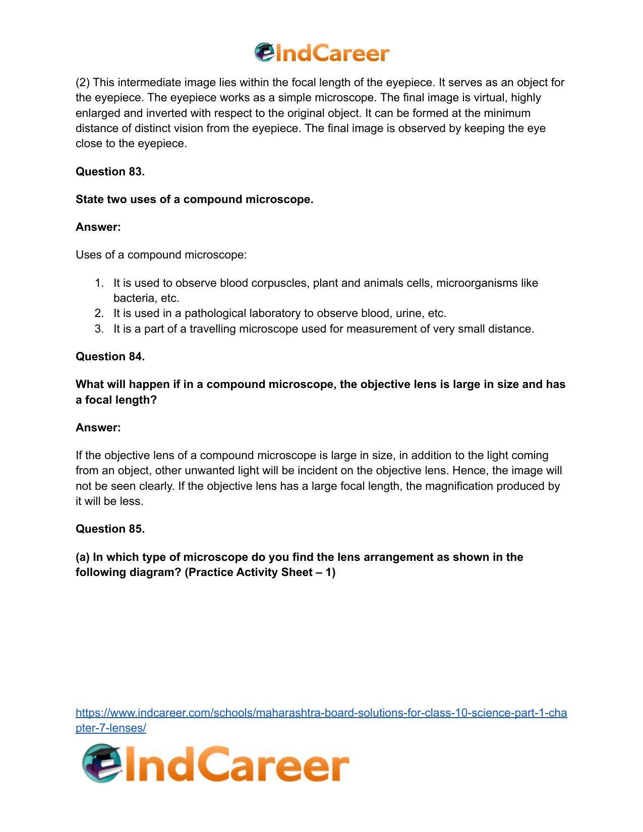 Maharashtra Board Solutions for Class 10- Science (Part 1): Chapter 7- Lenses - Page 89
