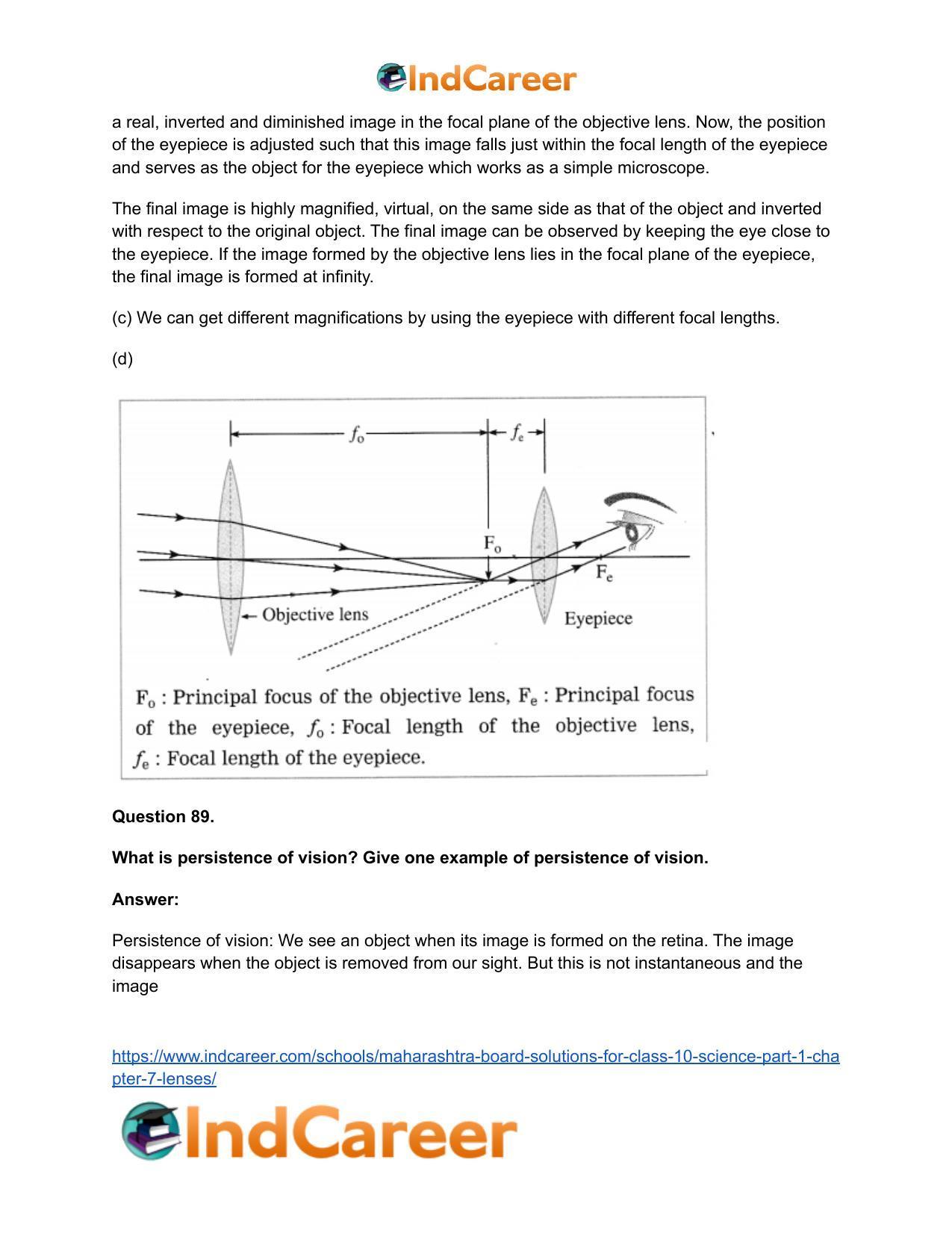 Maharashtra Board Solutions for Class 10- Science (Part 1): Chapter 7- Lenses - Page 94