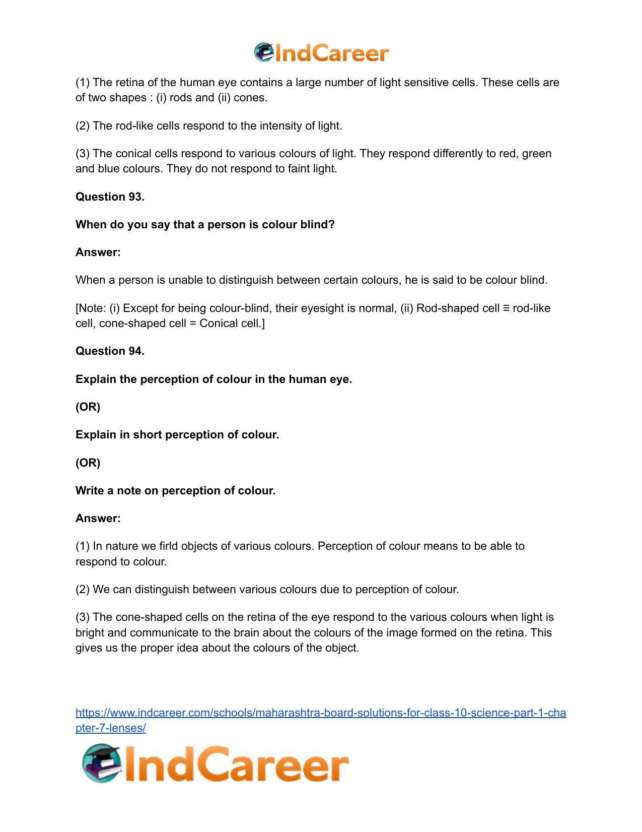 Maharashtra Board Solutions for Class 10- Science (Part 1): Chapter 7- Lenses - Page 96