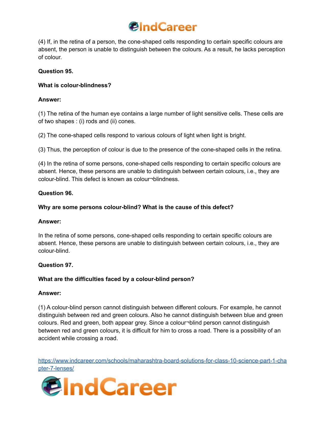 Maharashtra Board Solutions for Class 10- Science (Part 1): Chapter 7- Lenses - Page 97