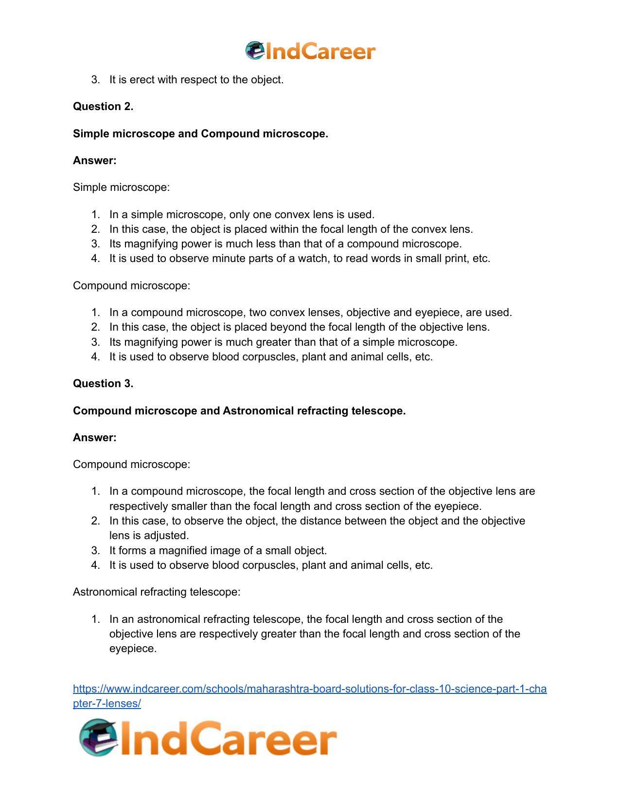 Maharashtra Board Solutions for Class 10- Science (Part 1): Chapter 7- Lenses - Page 102