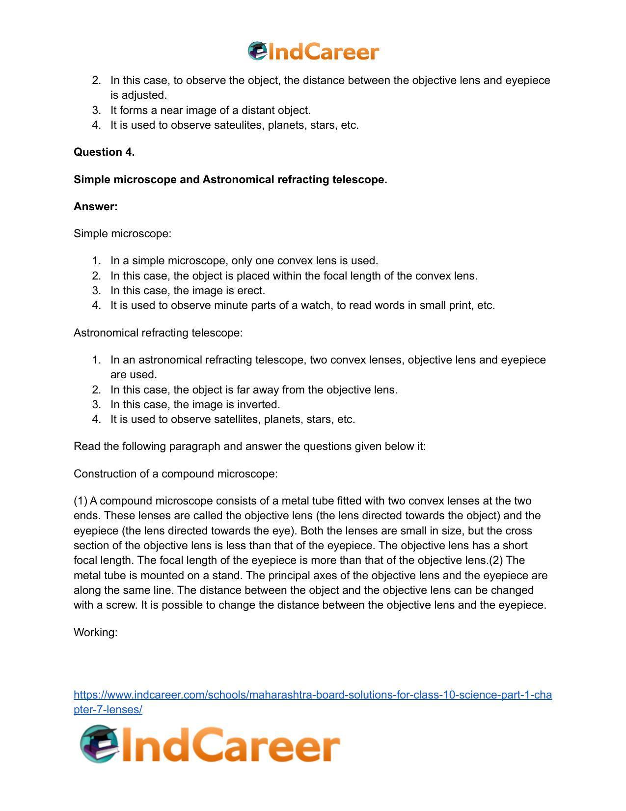 Maharashtra Board Solutions for Class 10- Science (Part 1): Chapter 7- Lenses - Page 103