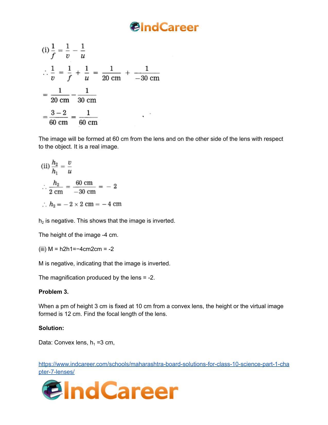 Maharashtra Board Solutions for Class 10- Science (Part 1): Chapter 7- Lenses - Page 107