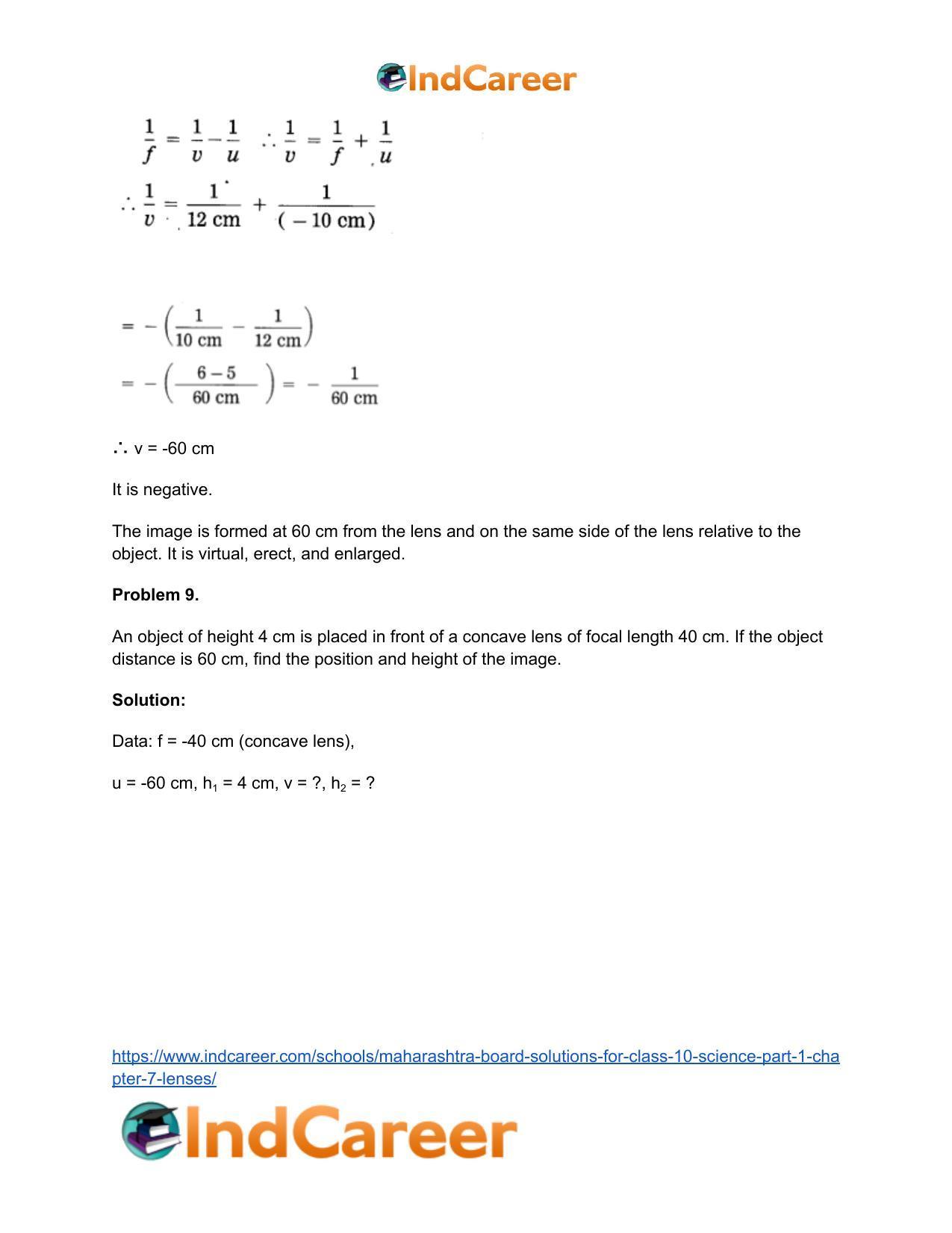 Maharashtra Board Solutions for Class 10- Science (Part 1): Chapter 7- Lenses - Page 112