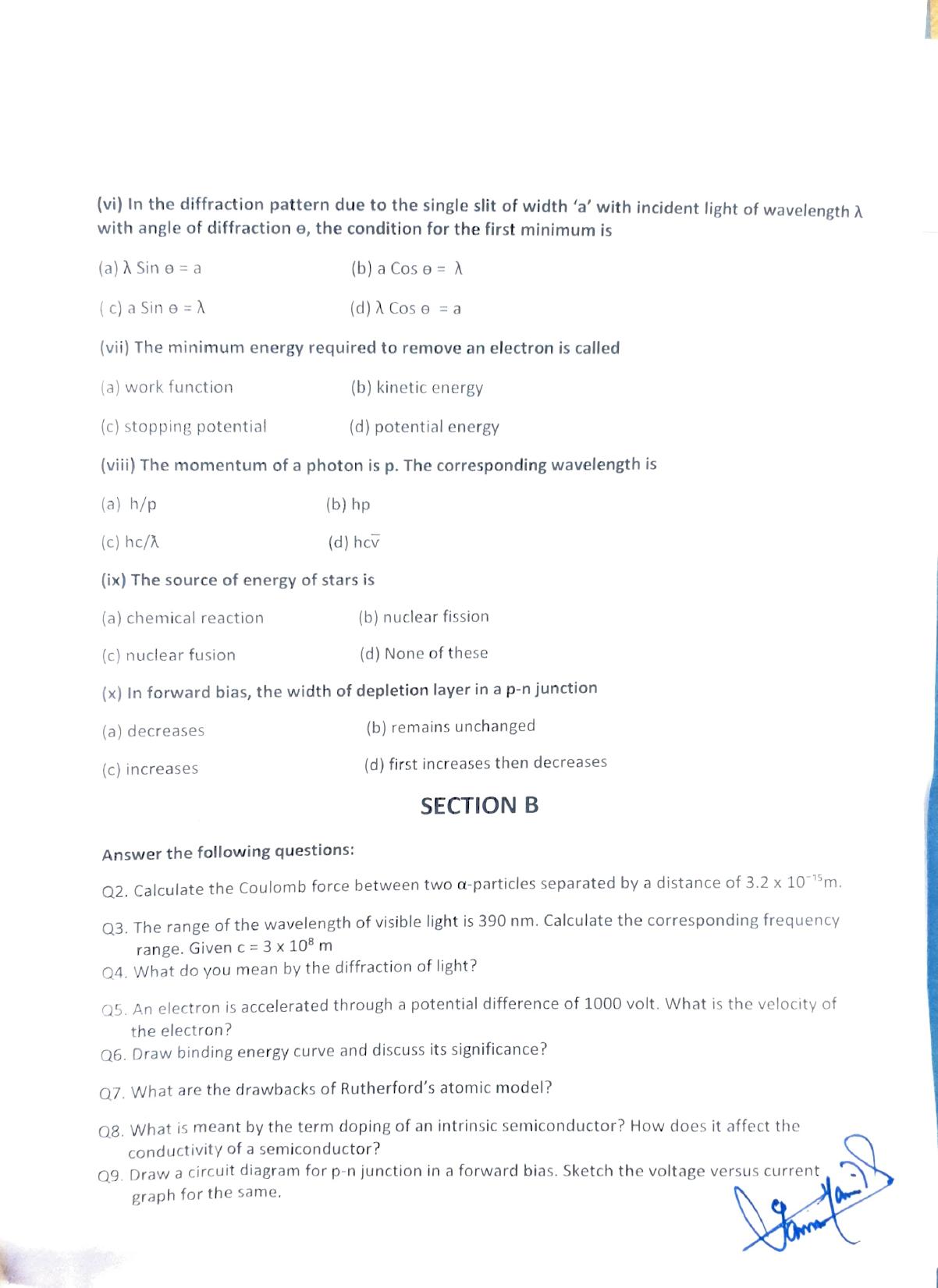 JKBOSE Class 12 Physics Model Question Paper - Page 2