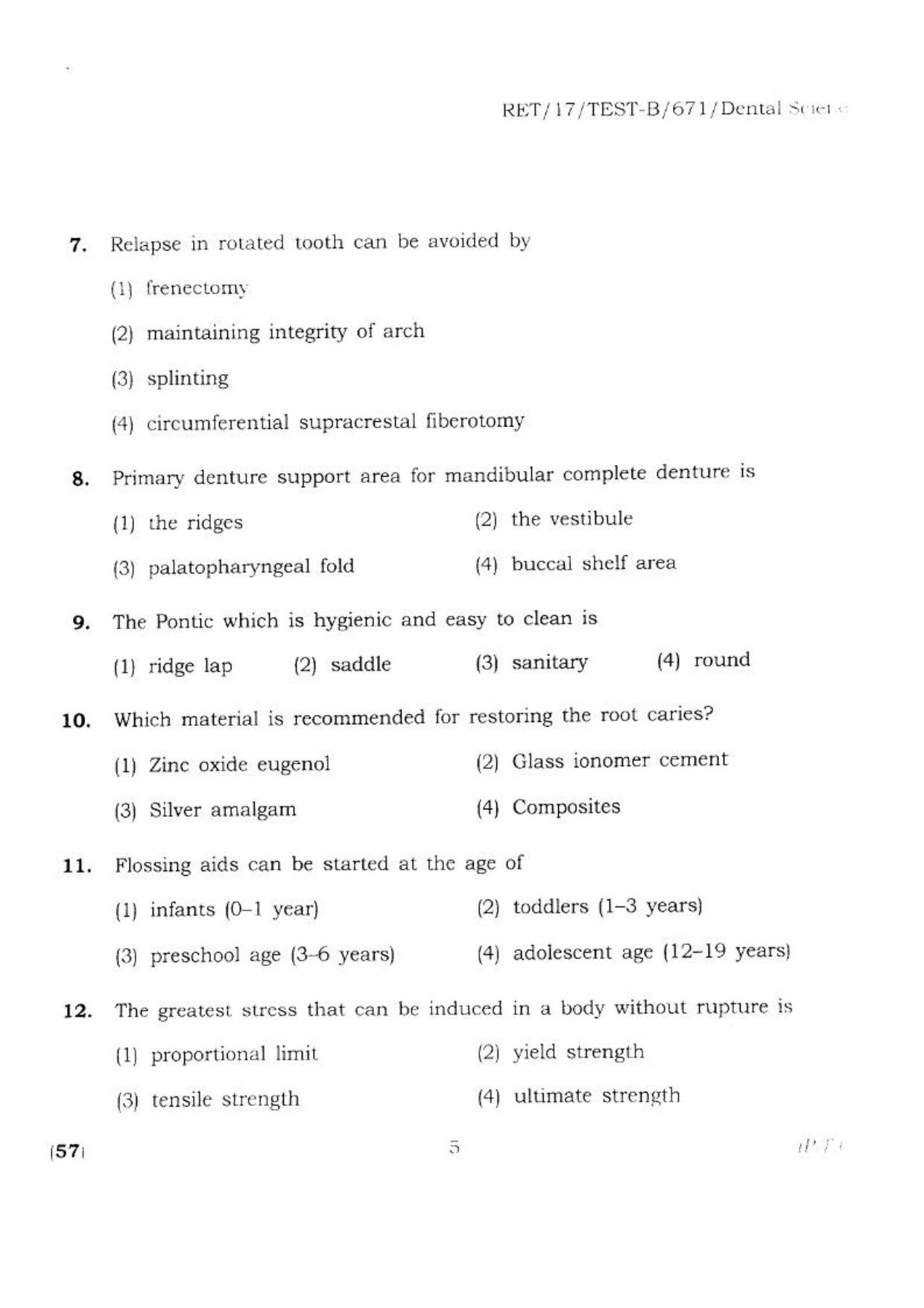 BHU RET DENTAL SCIENCE 2017 Question Paper - Page 6