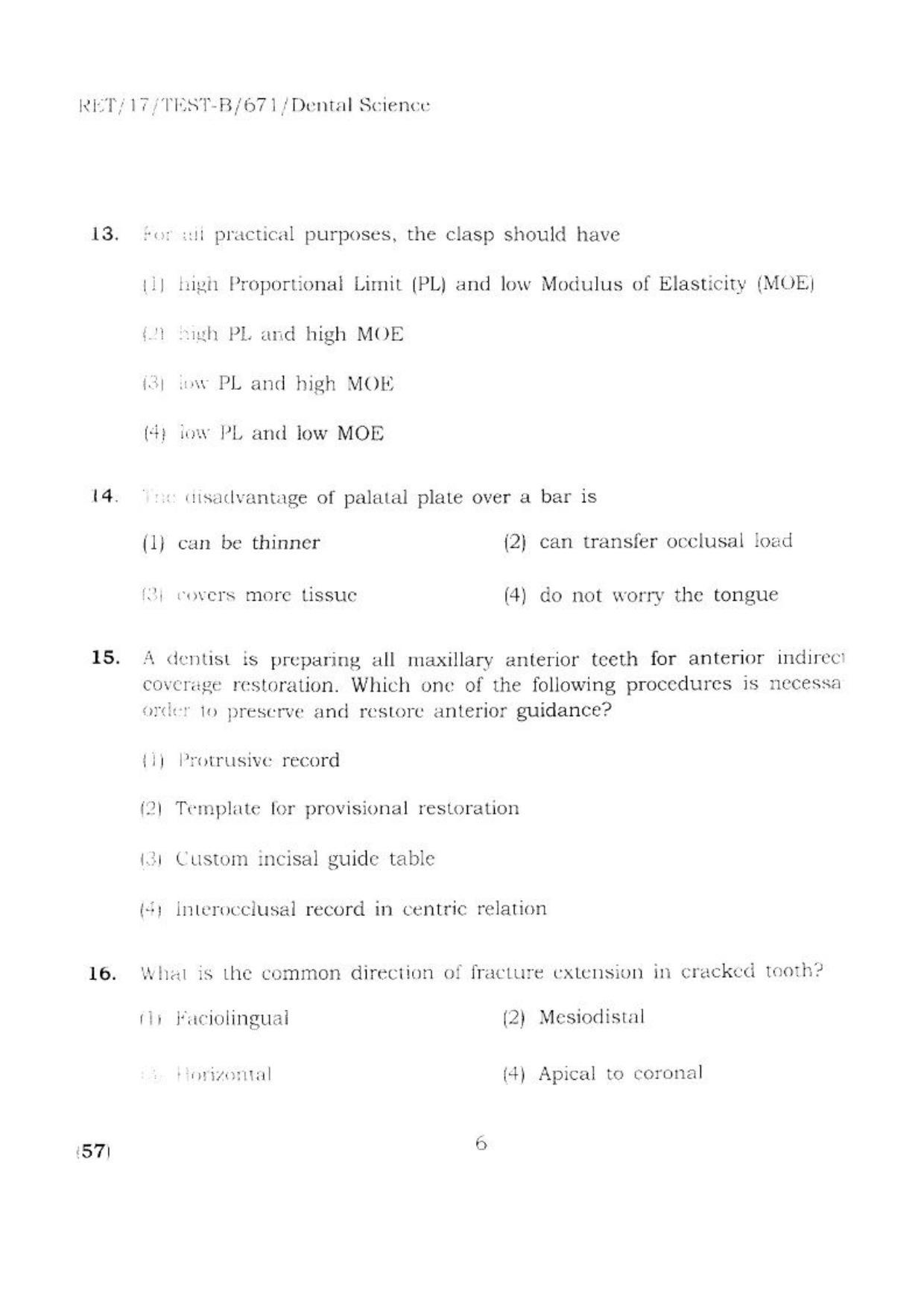 BHU RET DENTAL SCIENCE 2017 Question Paper - Page 7