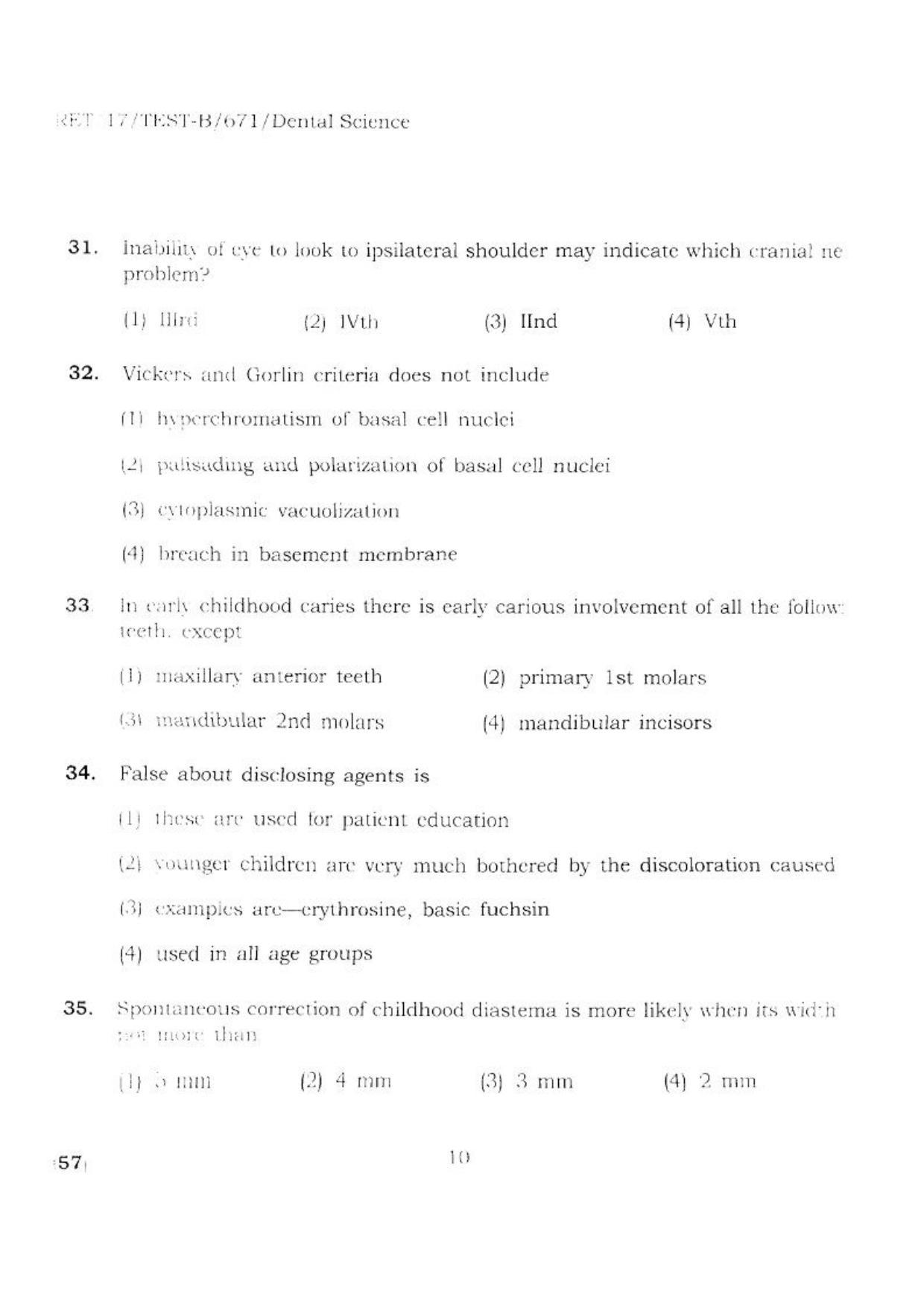 BHU RET DENTAL SCIENCE 2017 Question Paper - Page 11