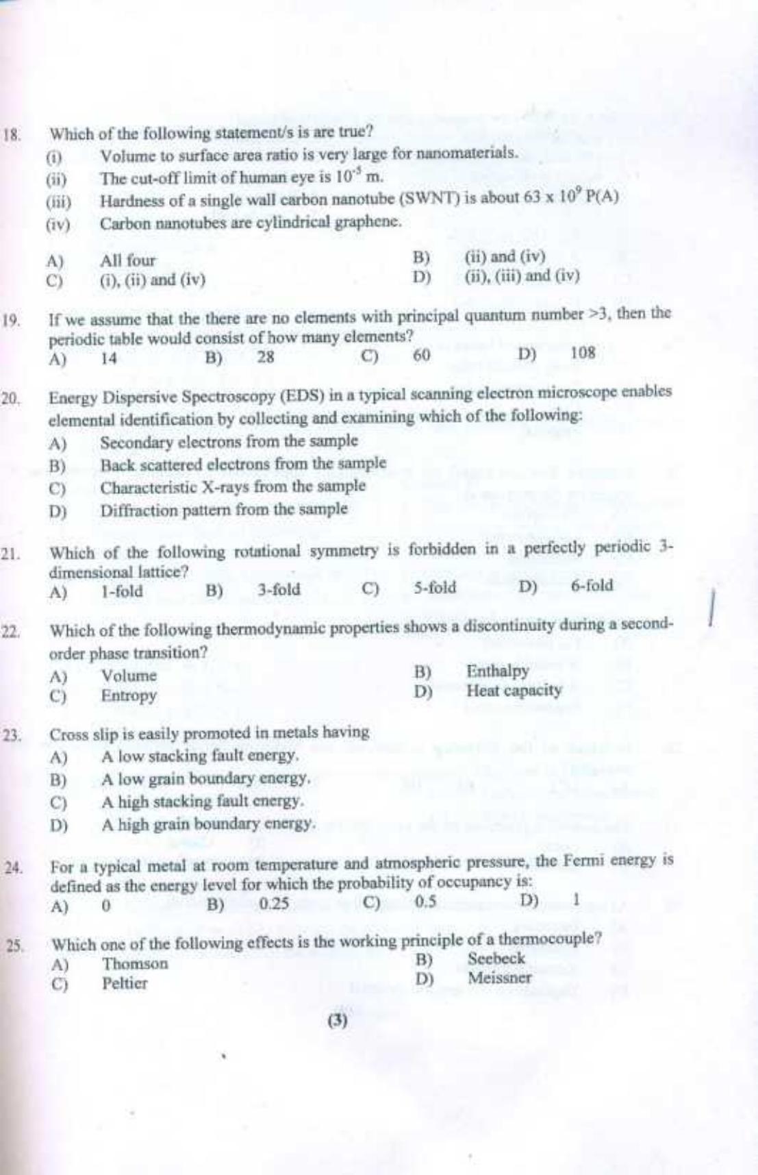 PU CET UG 2017 M.Tech(NanoScience & NanoTechnology) Question Paper - Page 4