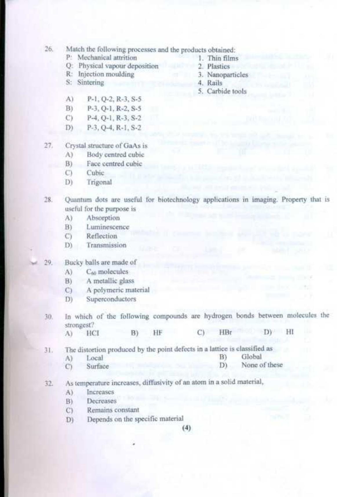 PU CET UG 2017 M.Tech(NanoScience & NanoTechnology) Question Paper - Page 5