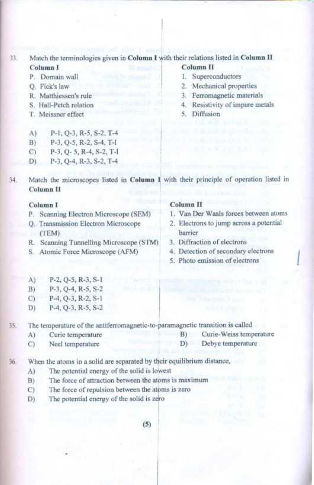 PU CET UG 2017 M.Tech(NanoScience & NanoTechnology) Question Paper - Page 6