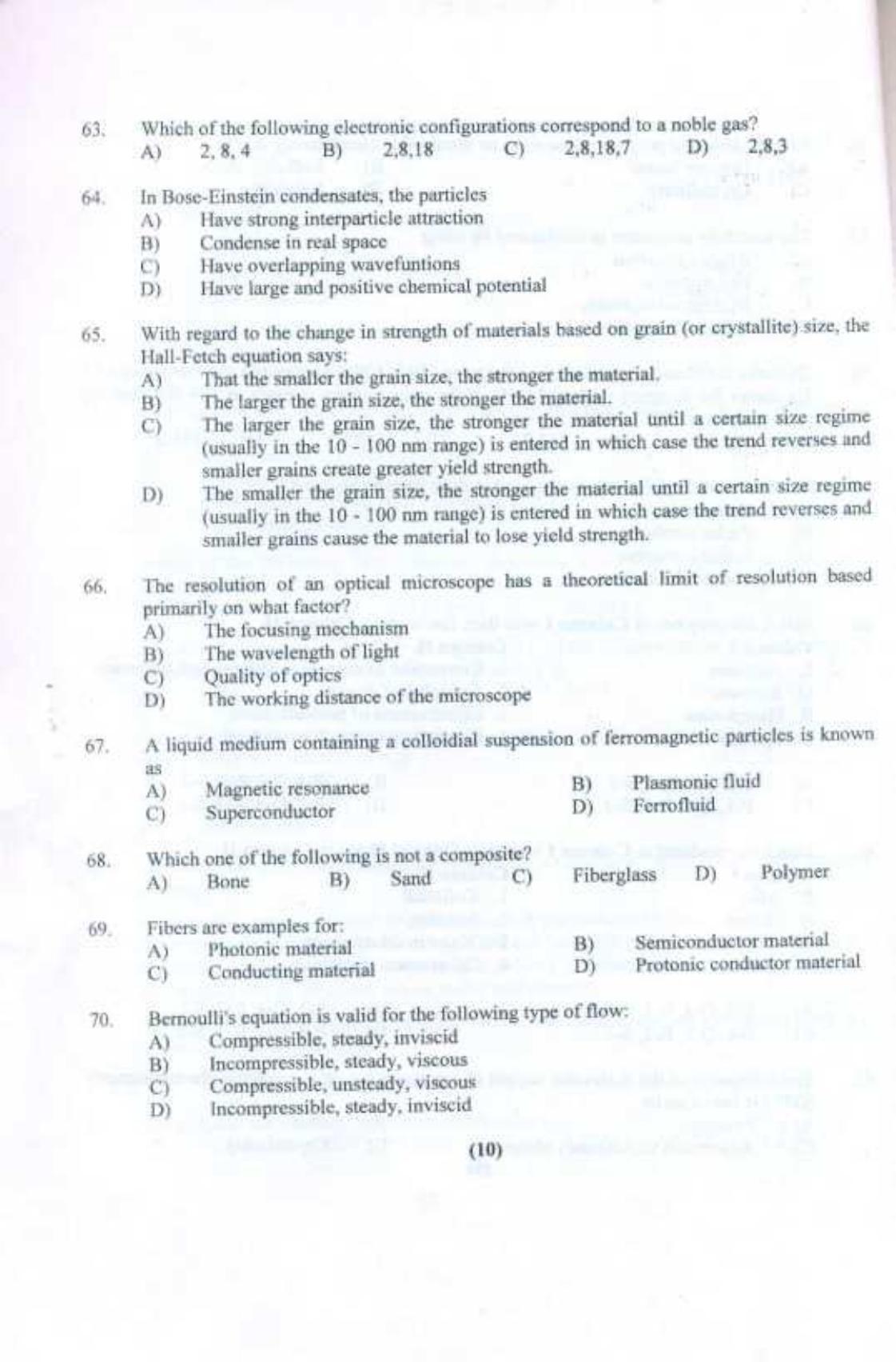 PU CET UG 2017 M.Tech(NanoScience & NanoTechnology) Question Paper - Page 11